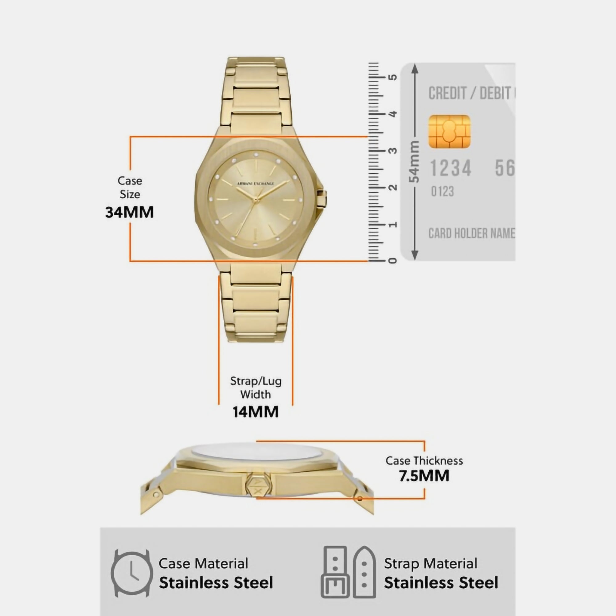 Armani Exchange Andrea Women Quartz Gold Dial Analog Stainless Steel Watch AX4608 - view 2