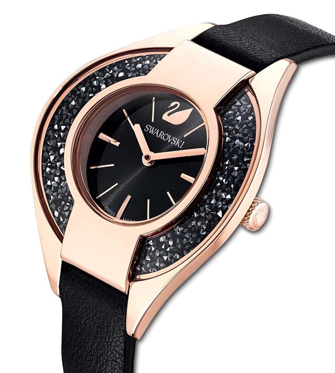 Swarovski Crystalline Sporty Women's Black Dial & Black Crystal with Leather Strap Watch - view 2