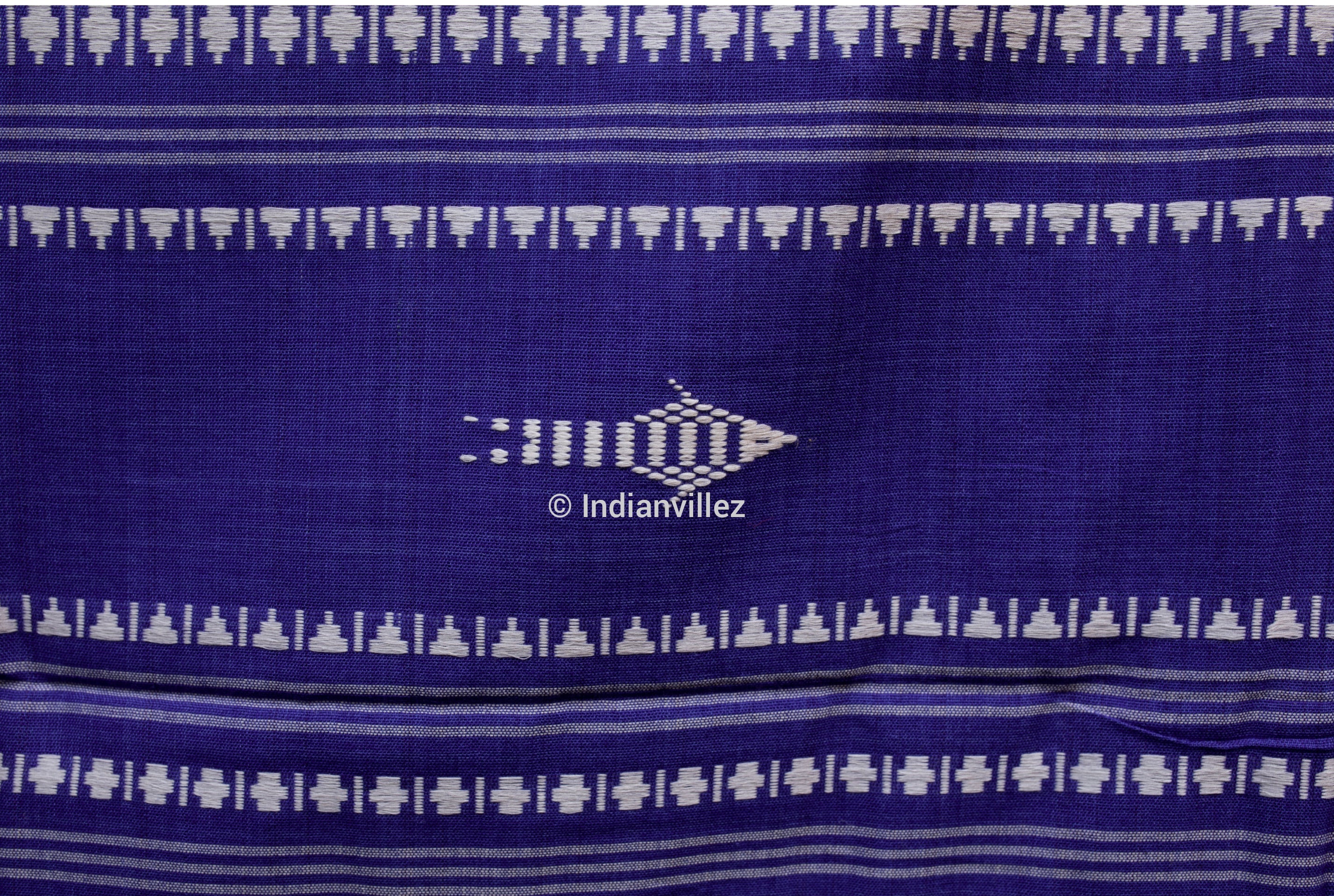 IndianVillèz Blue with Yellow Red Borders Kotpad Natural Dye Odisha Handloom Saree - view 4