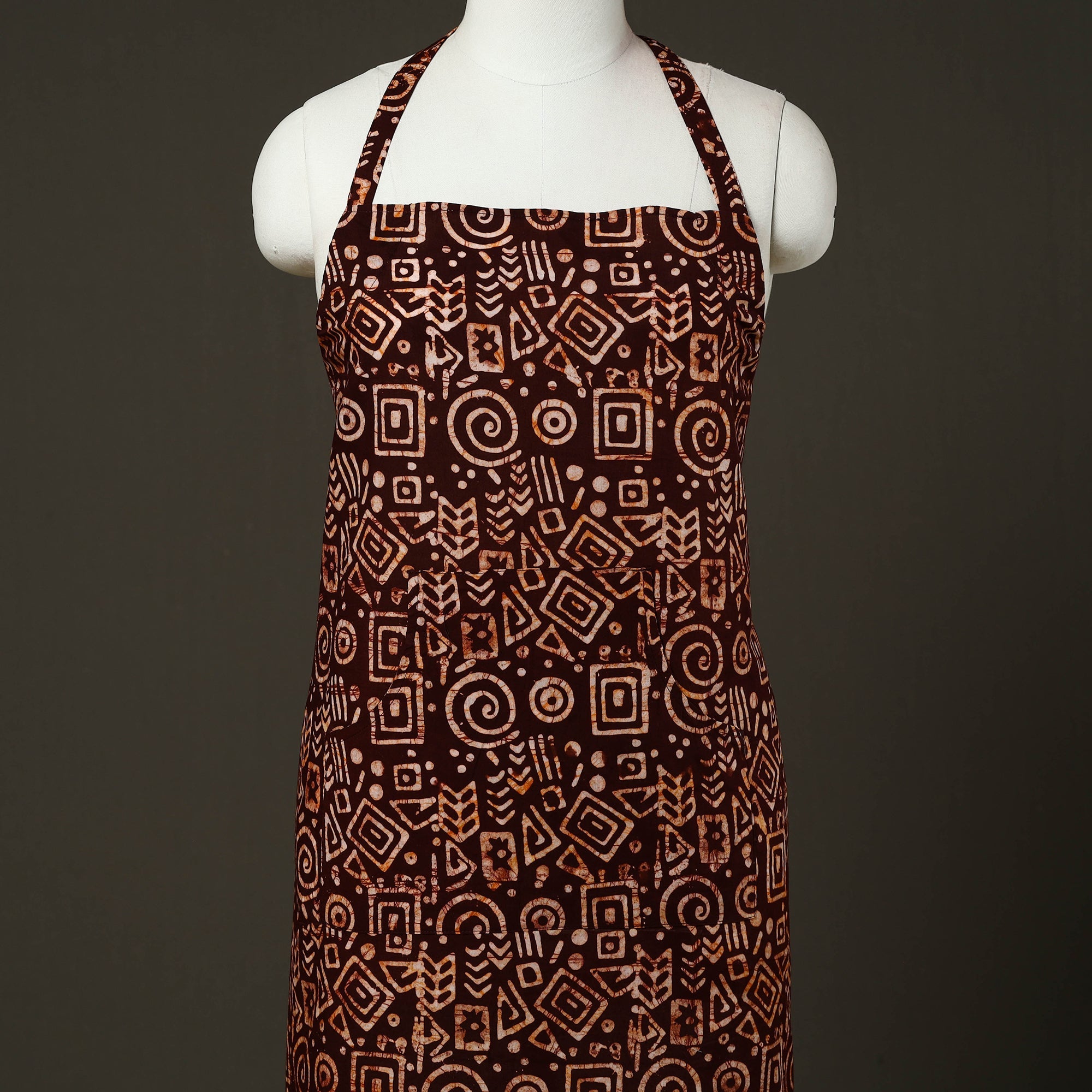 JALPARI Brown - Hand Batik Print Cotton Apron with Pocket 77 - view 3