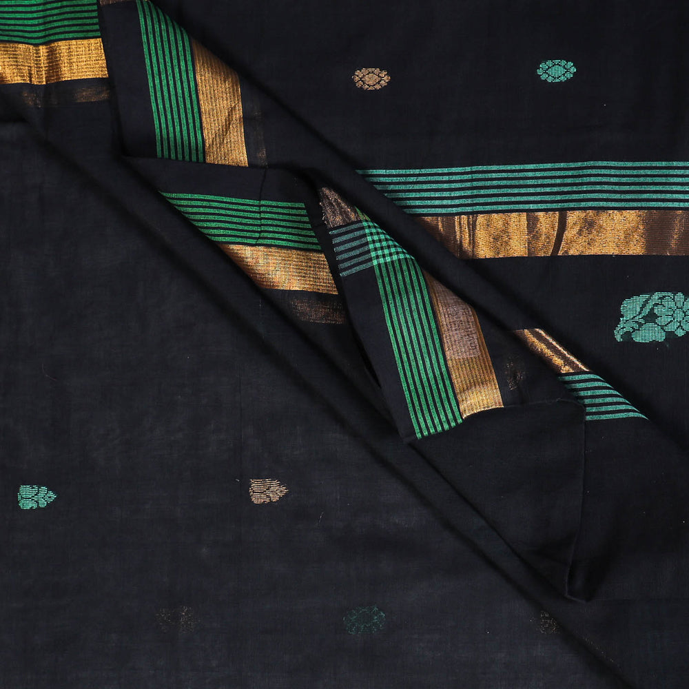 SOUTH KARGHA Black - Traditional Venkatagiri Pure Handloom Cotton Zari & Thread Buti Saree 17 - view 2