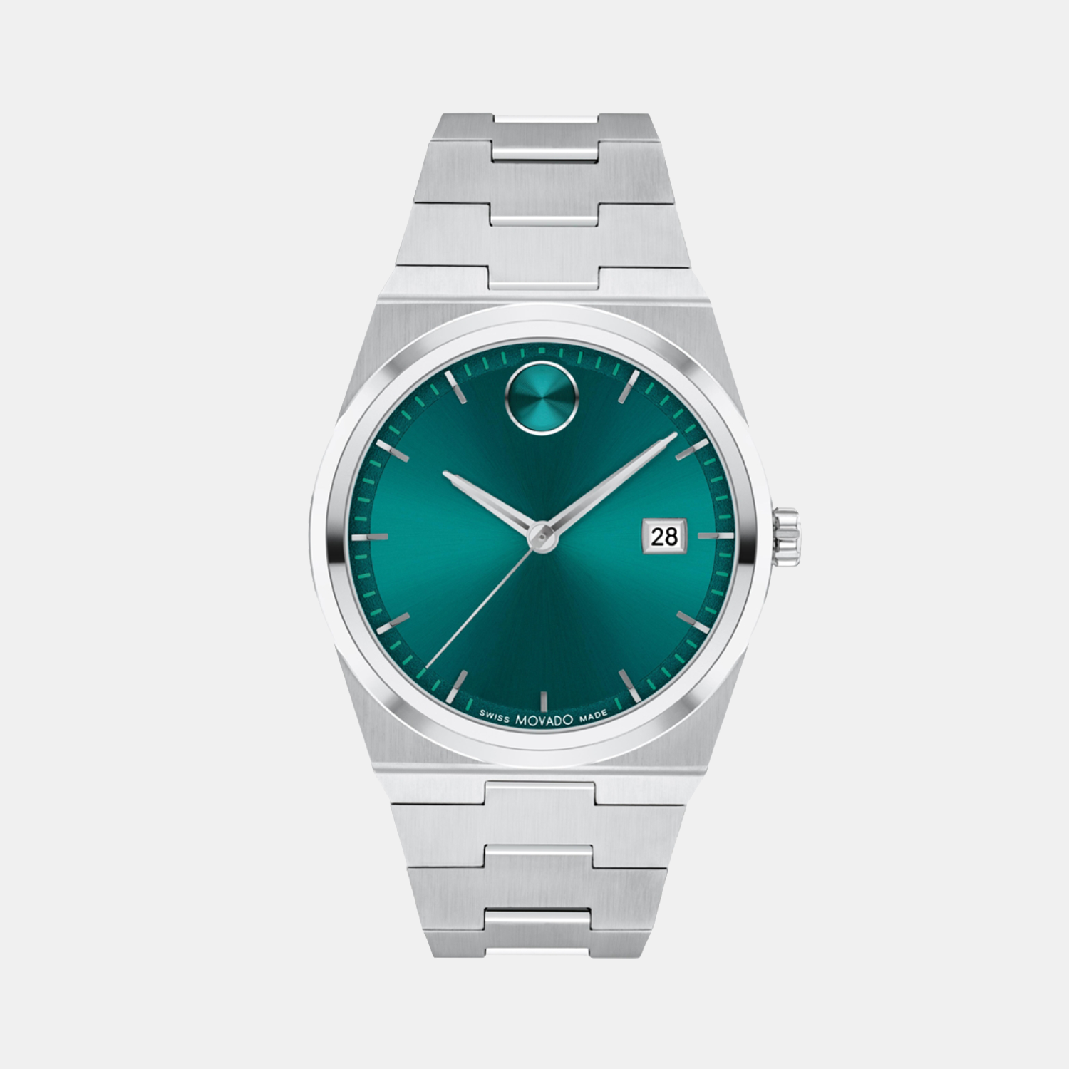 Movado Bold Quest Men Quartz Green Dial Analog Stainless Steel Watch 3601222