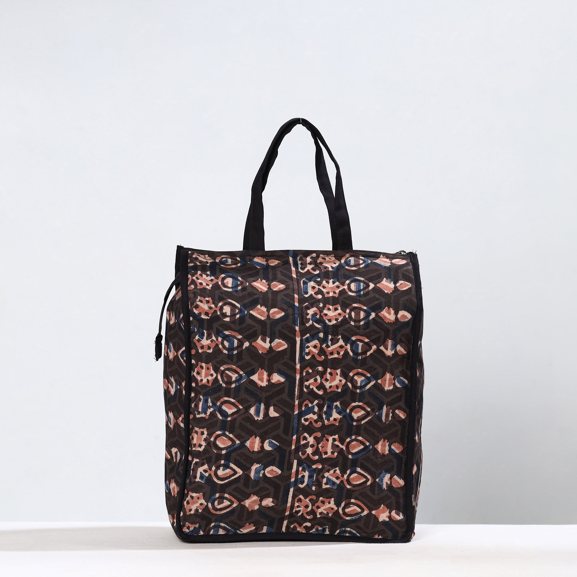 NOORI BAZAR Black - Handmade Bagru Block Printed Cotton Shopping Bag 21 - view 3