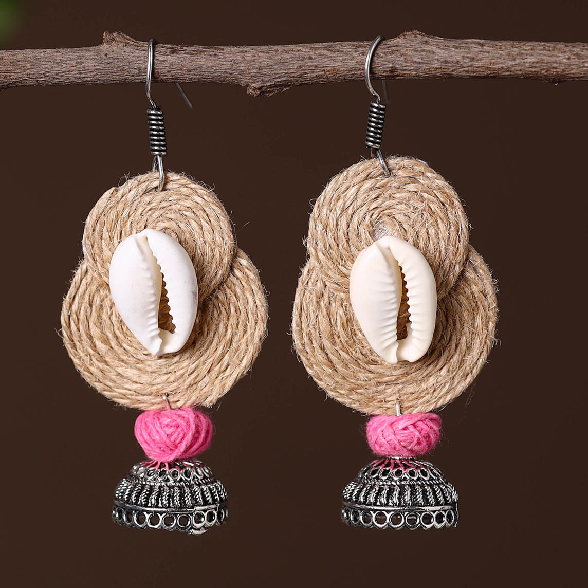 JALPARI Afiya German Silver Jute Jhumki Earrings - view 2