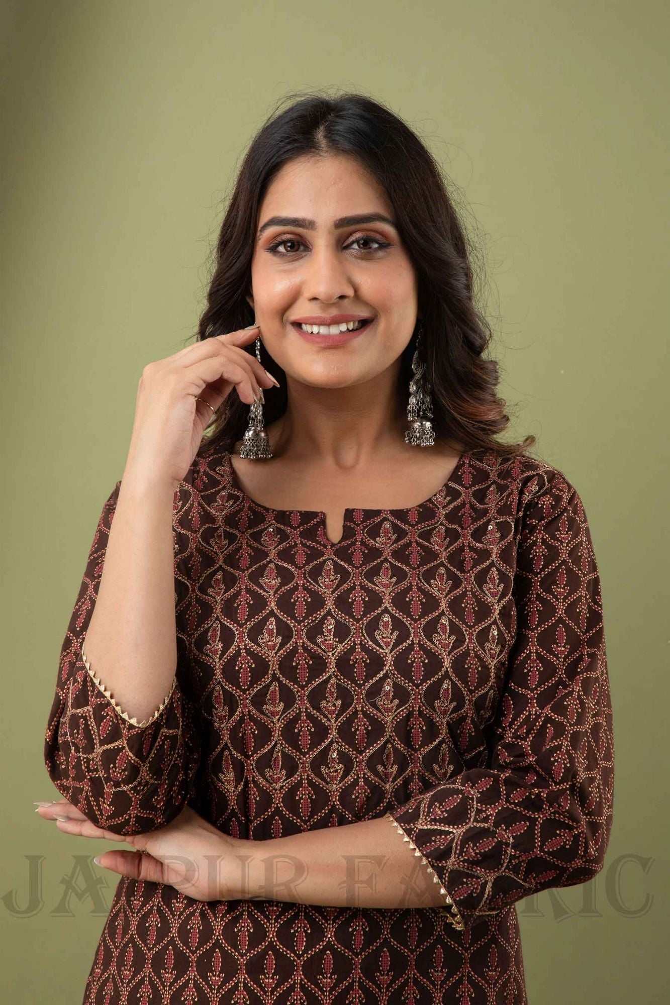 JaipurFabric® Women Cotton Brown Kurti - view 2