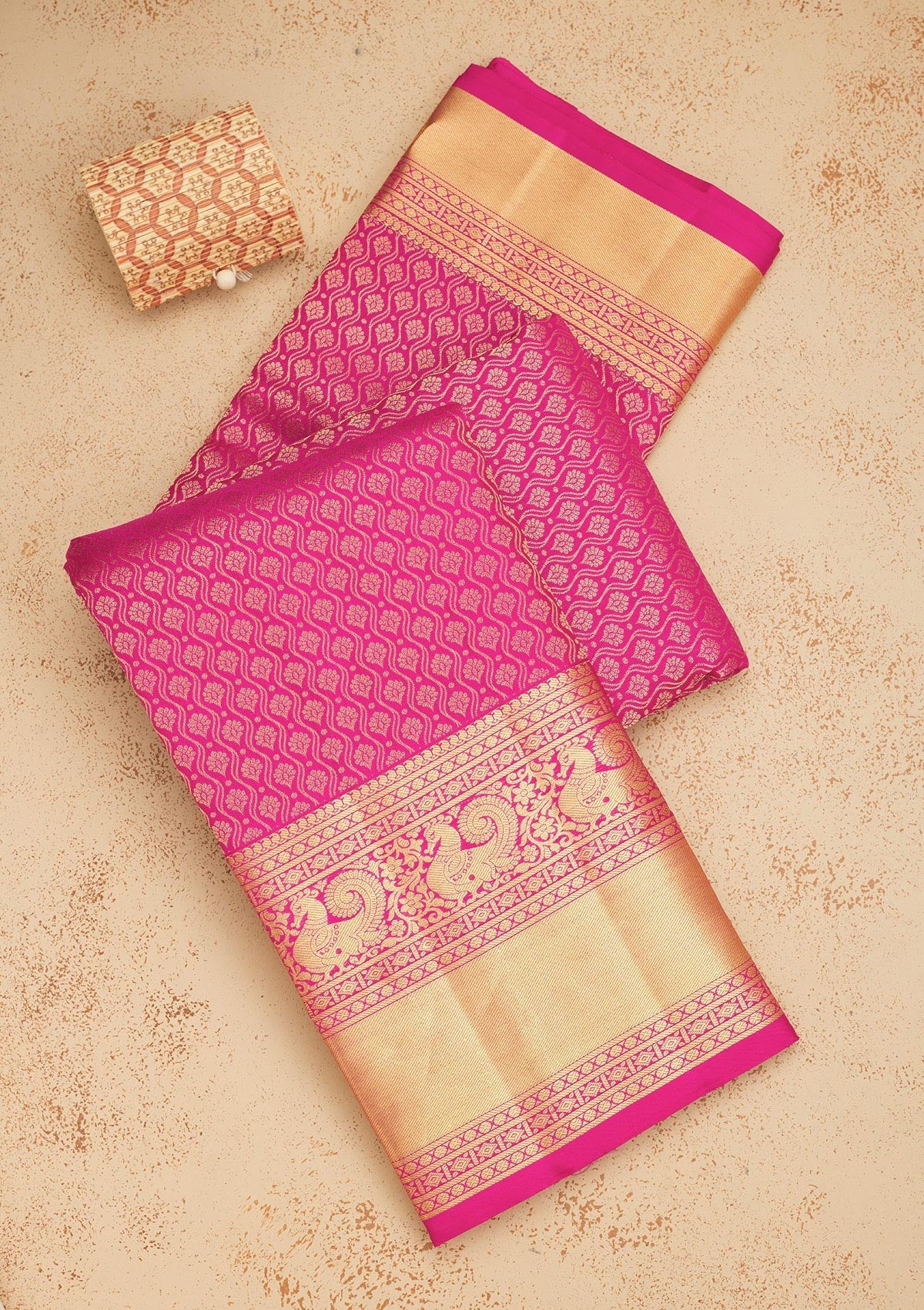 Koskii Magenta Pink Zariwork Pure Silk Saree – Women's