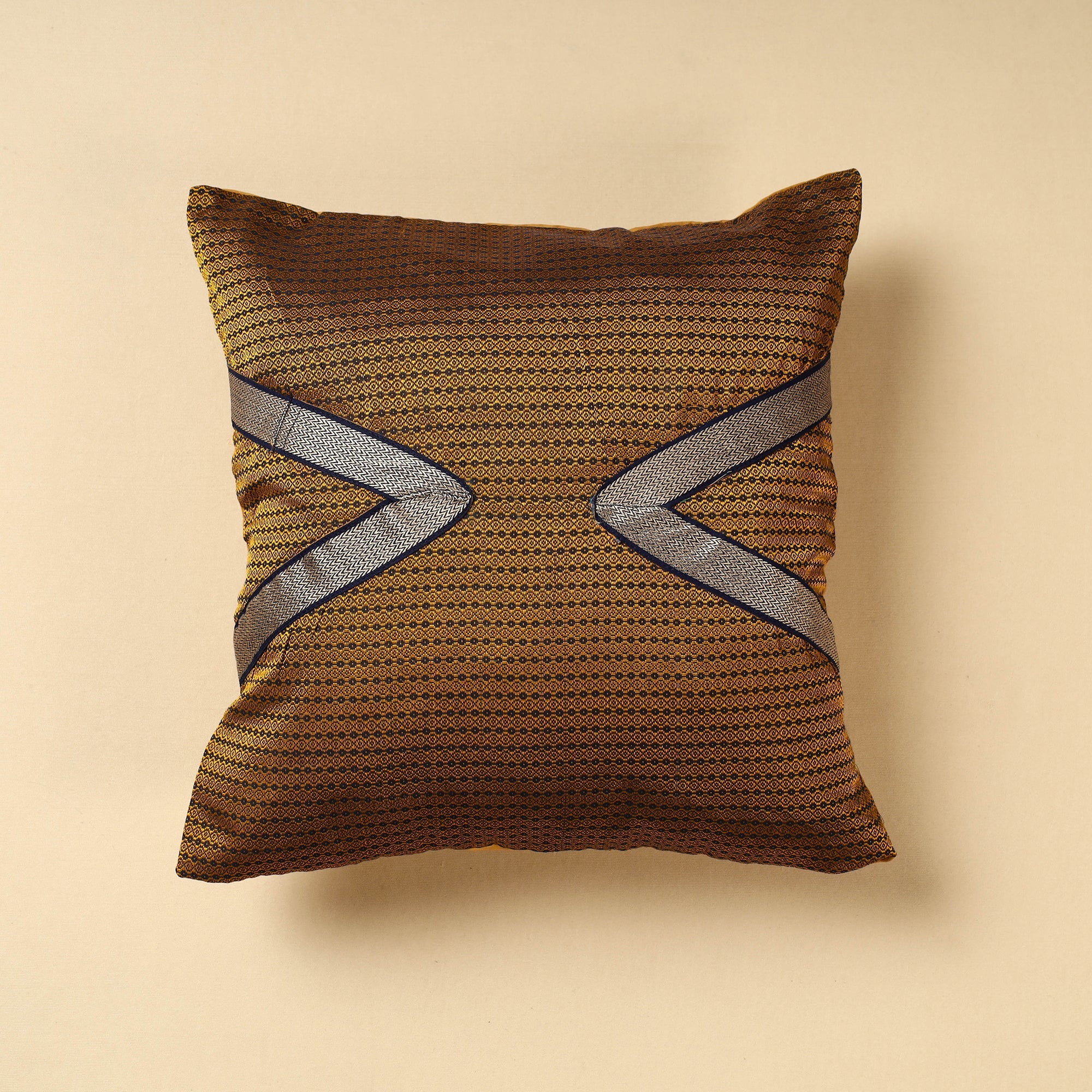 NOORI BAZAR Brown - Khun Weave Cotton Cushion Cover (16 x 16 in)