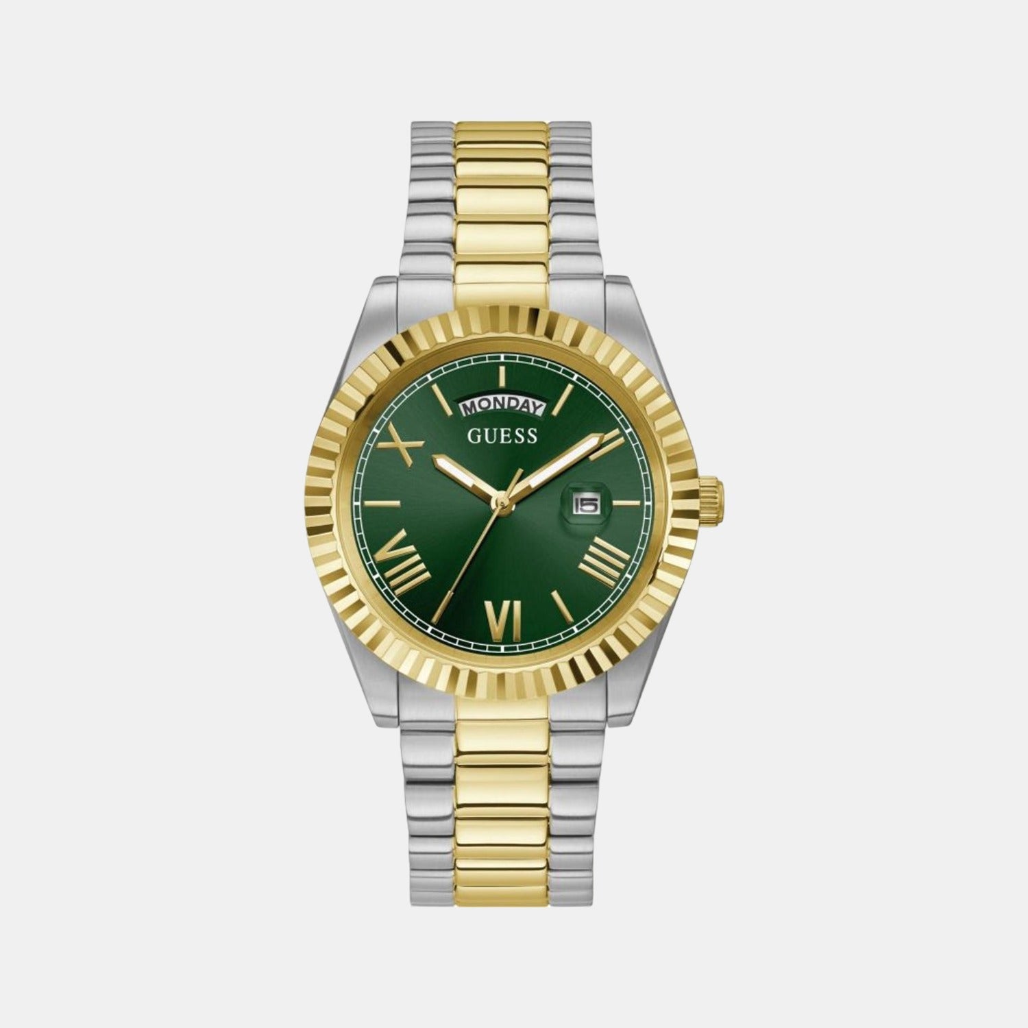 Guess Connoisseur Round Men Quartz Green Dial Analog Stainless Steel Watch GW0265G8
