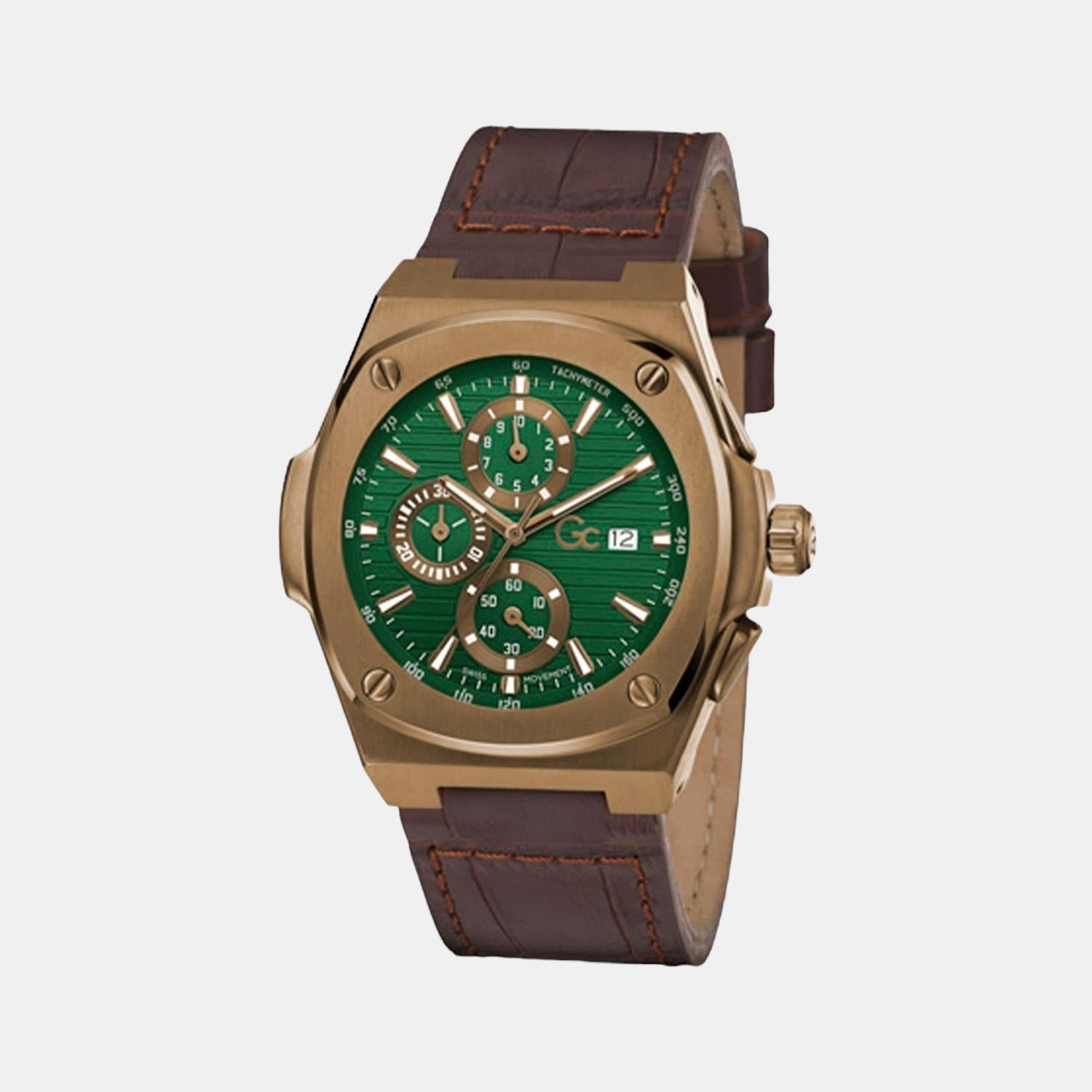 GC Coussin Shape Men Quartz Green Dial Chronograph Leather Watch Y99011G9MF - view 2