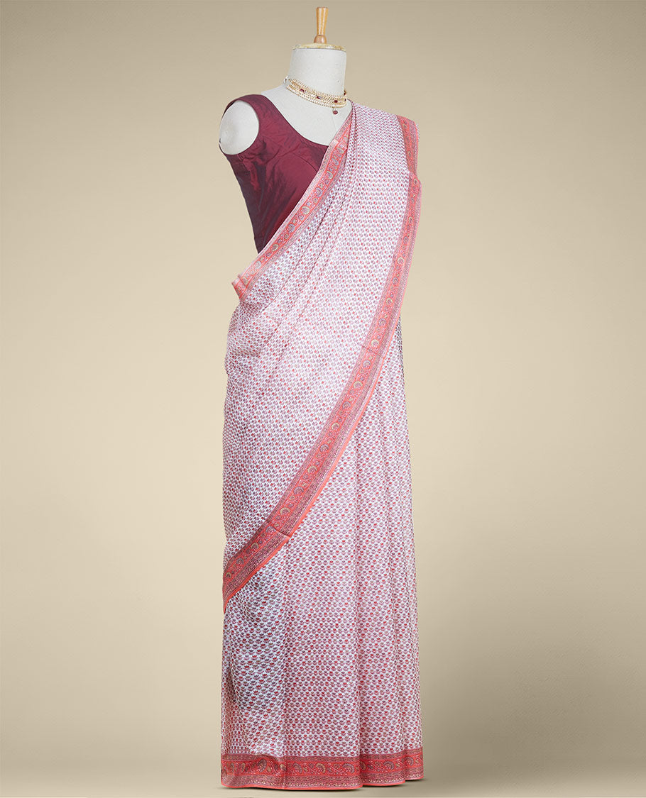 Pothys Multi-colored floral printed silk saree with contrast floral design border - view 2