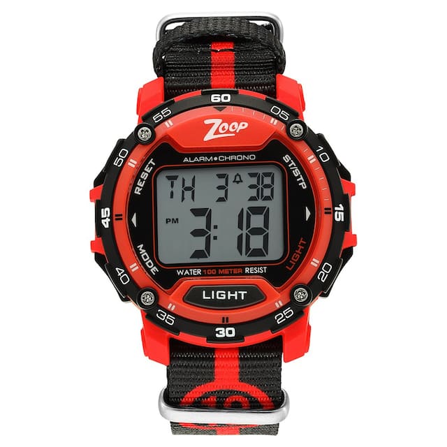 Zoop Digital Jersey Red Bezel Nylon Strap – Grey - view 4