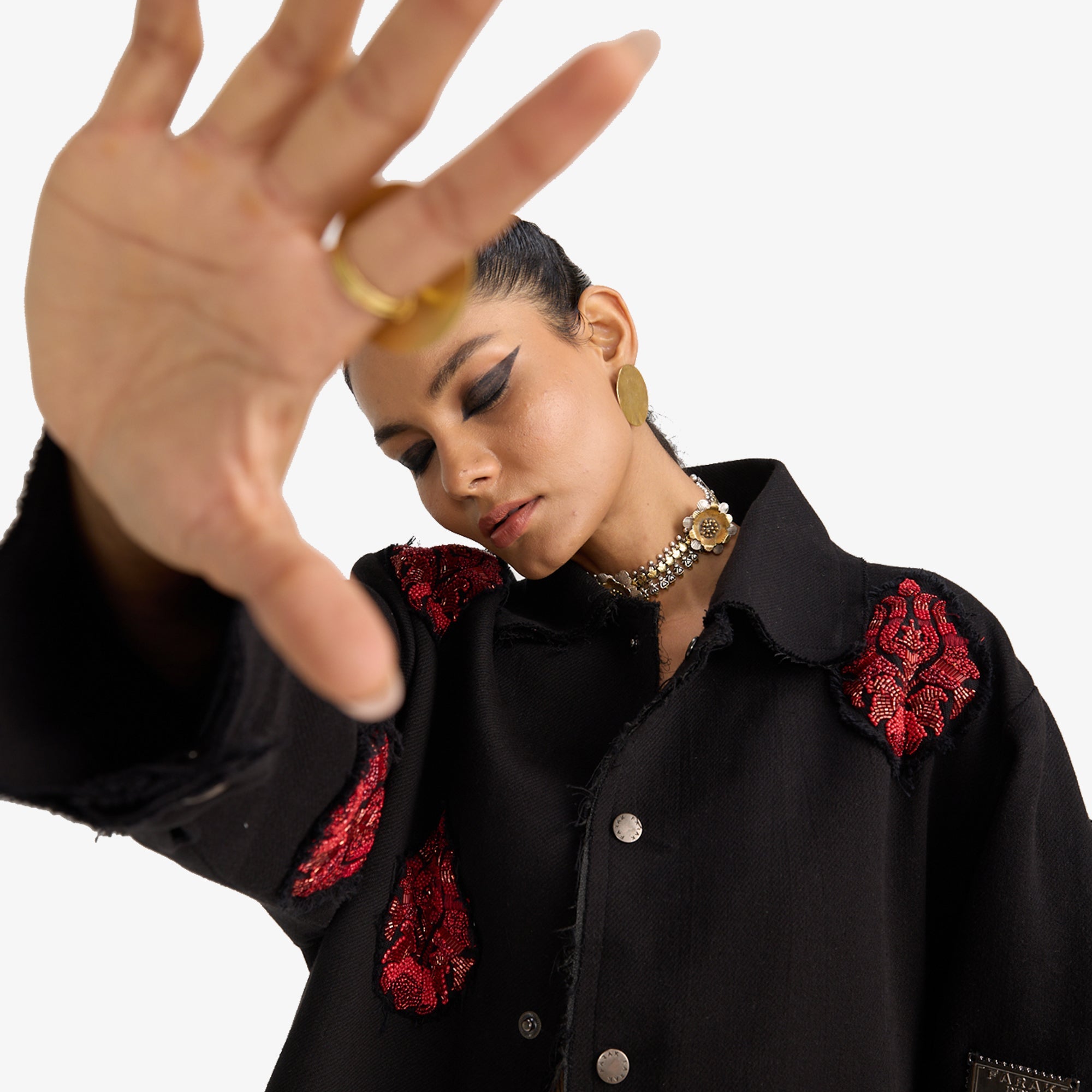 F A R A K | Hand Embriodered Jacket { Black/black - view 5