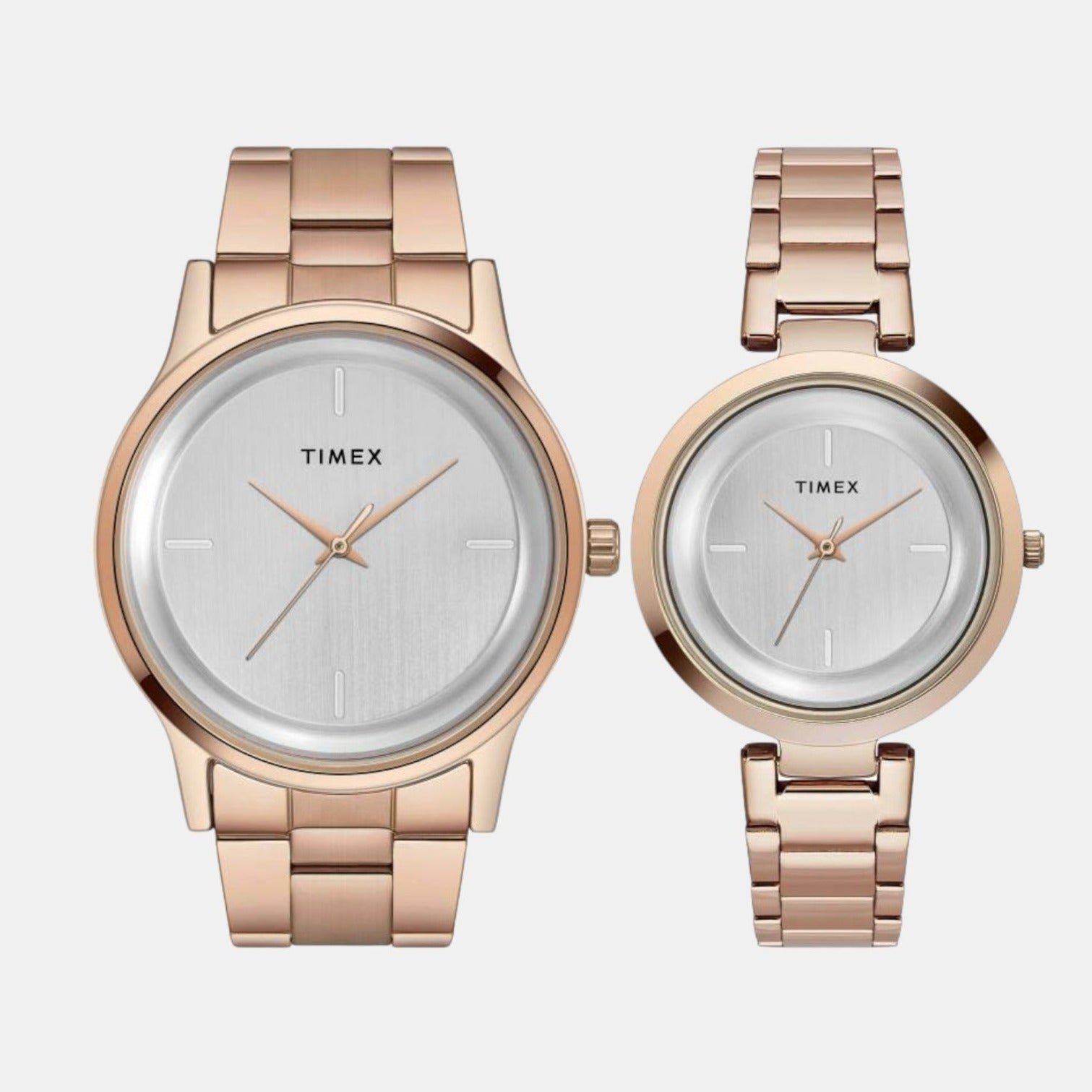 Timex Fashion Couple Quartz Silver Dial Analog Stainless Steel Watch TW00PR294