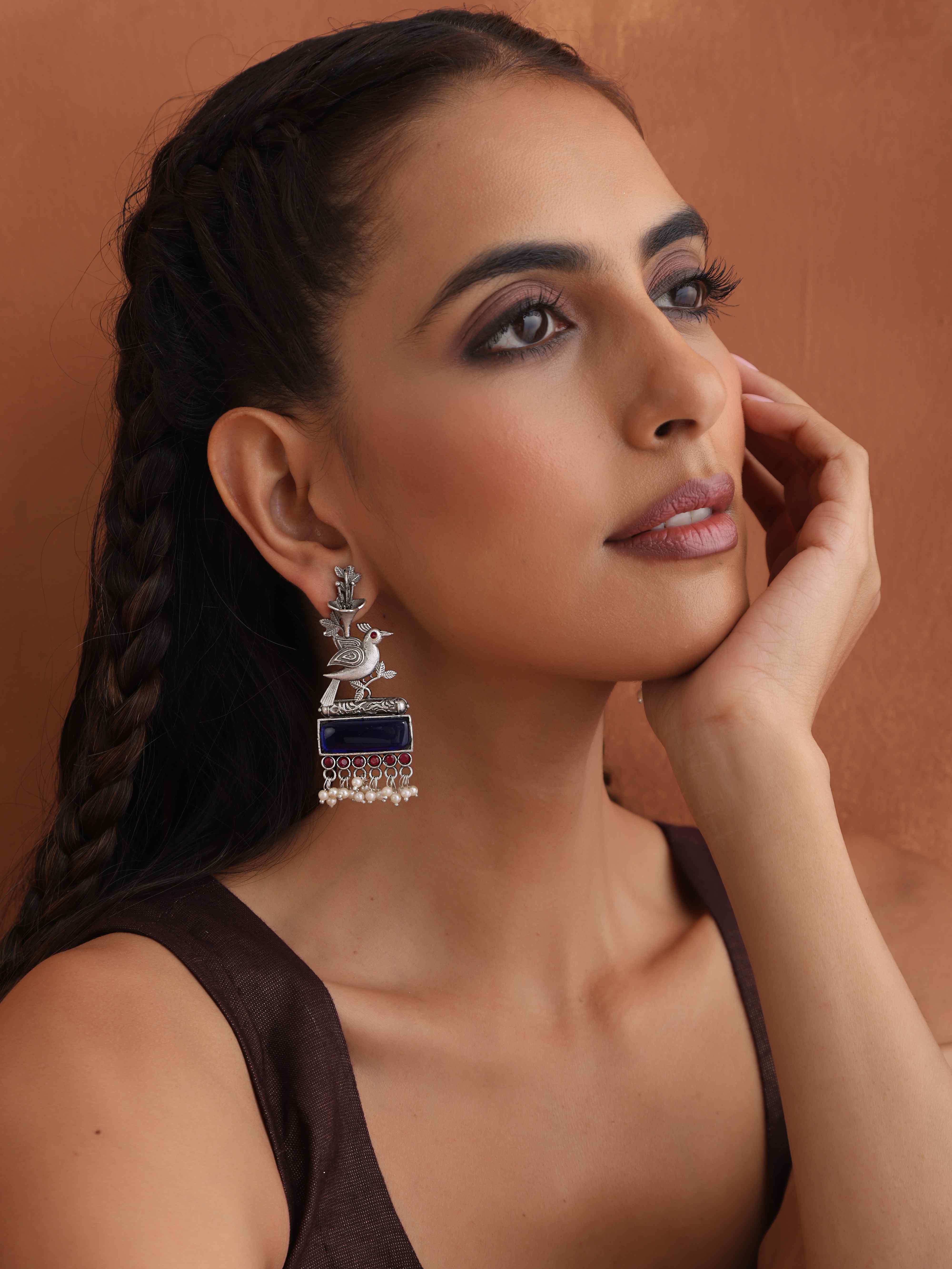 trueBrowns Silver Tone Bird Earrings - view 2