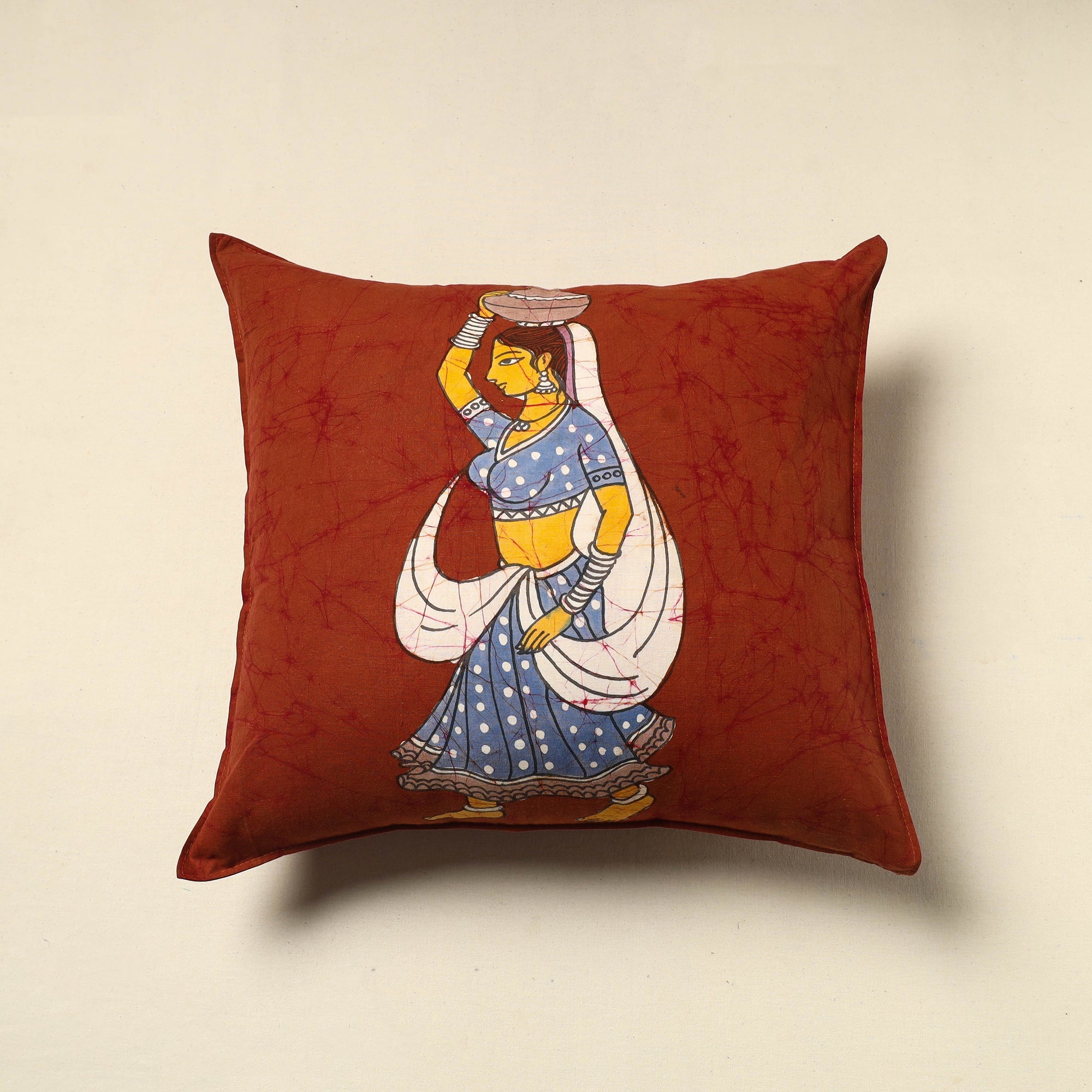 KACHCHH JI CHHAAP Pure Cotton Hand Batik Cushion Cover (18 x 18 in) 31