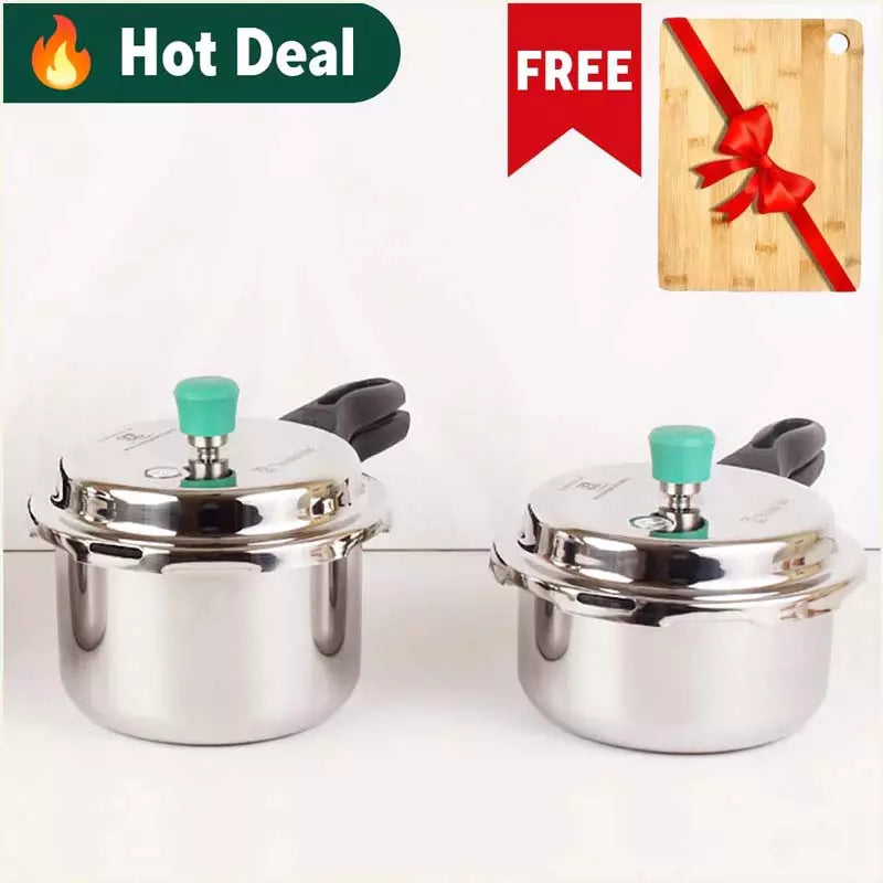The Indus Valley 3L+5L RapidCuk Tri-ply Stainless Steel Pressure Cooker Combo+ Free ₹600 Wood Chopping Board, Premium Quality, 3 Layer Thick Body, Hea