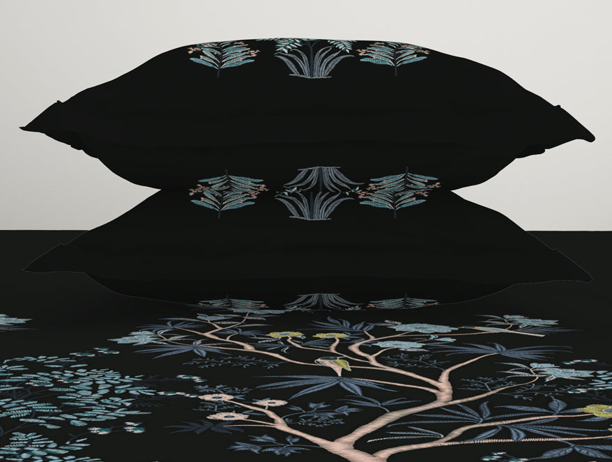 Spaces India Gara Floral Dark Grey 100% Cotton King Size Bedsheet - Rangana by Spaces - view 6