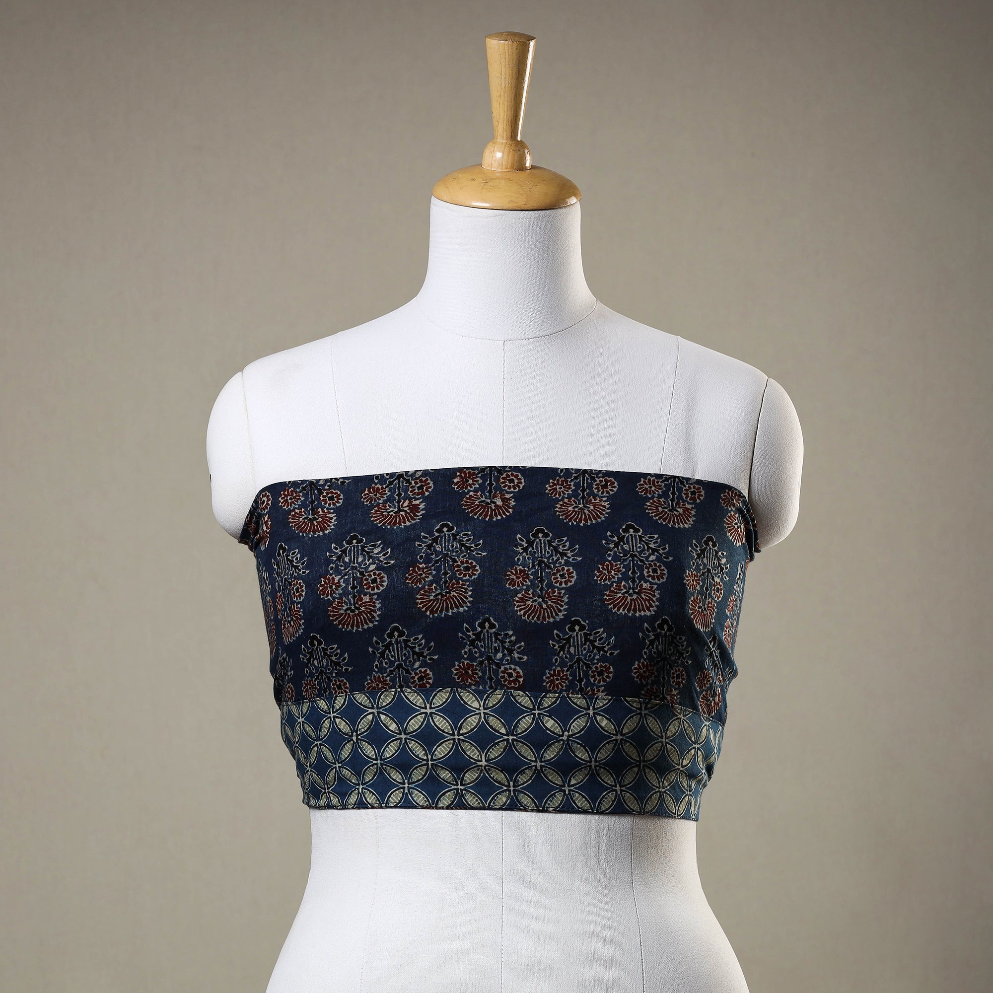 NOORI BAZAR Blue - Ajrakh Block Printed Cotton Blouse Piece