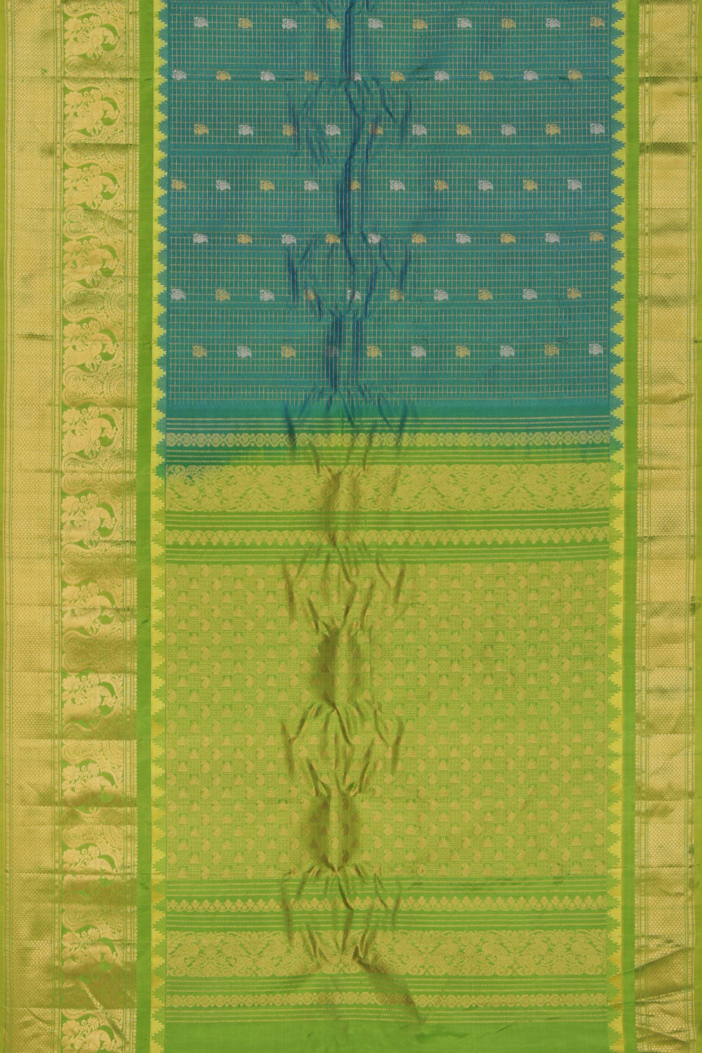 Kalanjali Gadwal Sea Green Saree – Women's - view 3