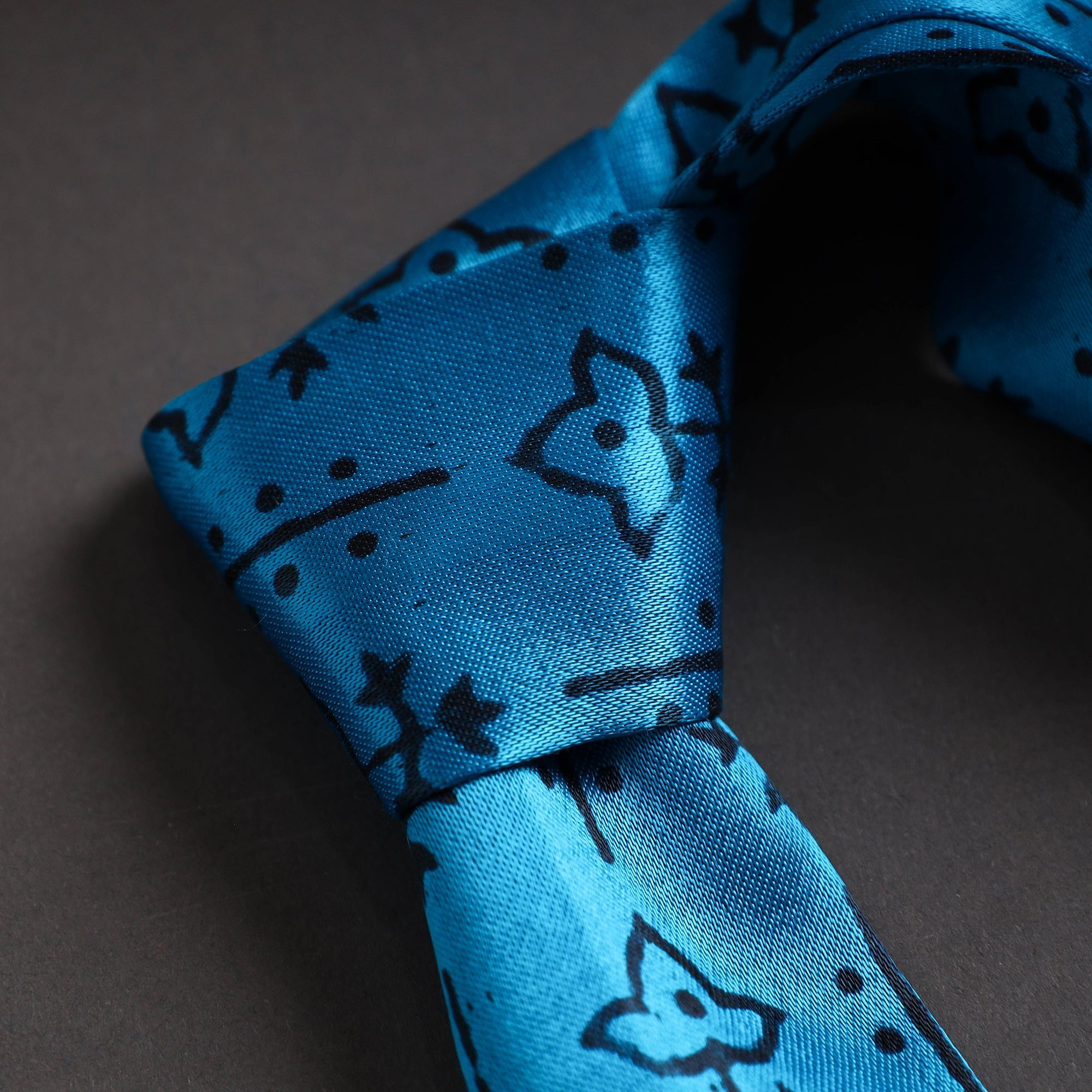 JALPARI Block Printed Mashru Silk Handmade Necktie for Men - view 6