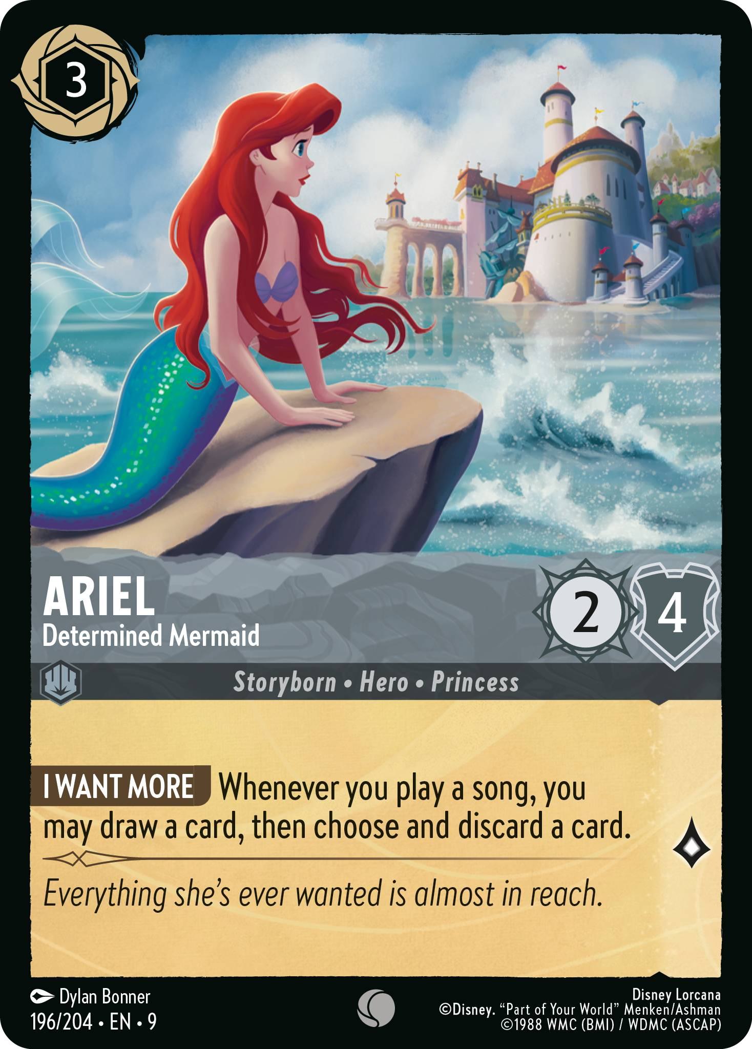204 fabled non-foil – Lorcana Ariel - Determined Mermaid - 196/204 [Fabled] [Non-Foil]