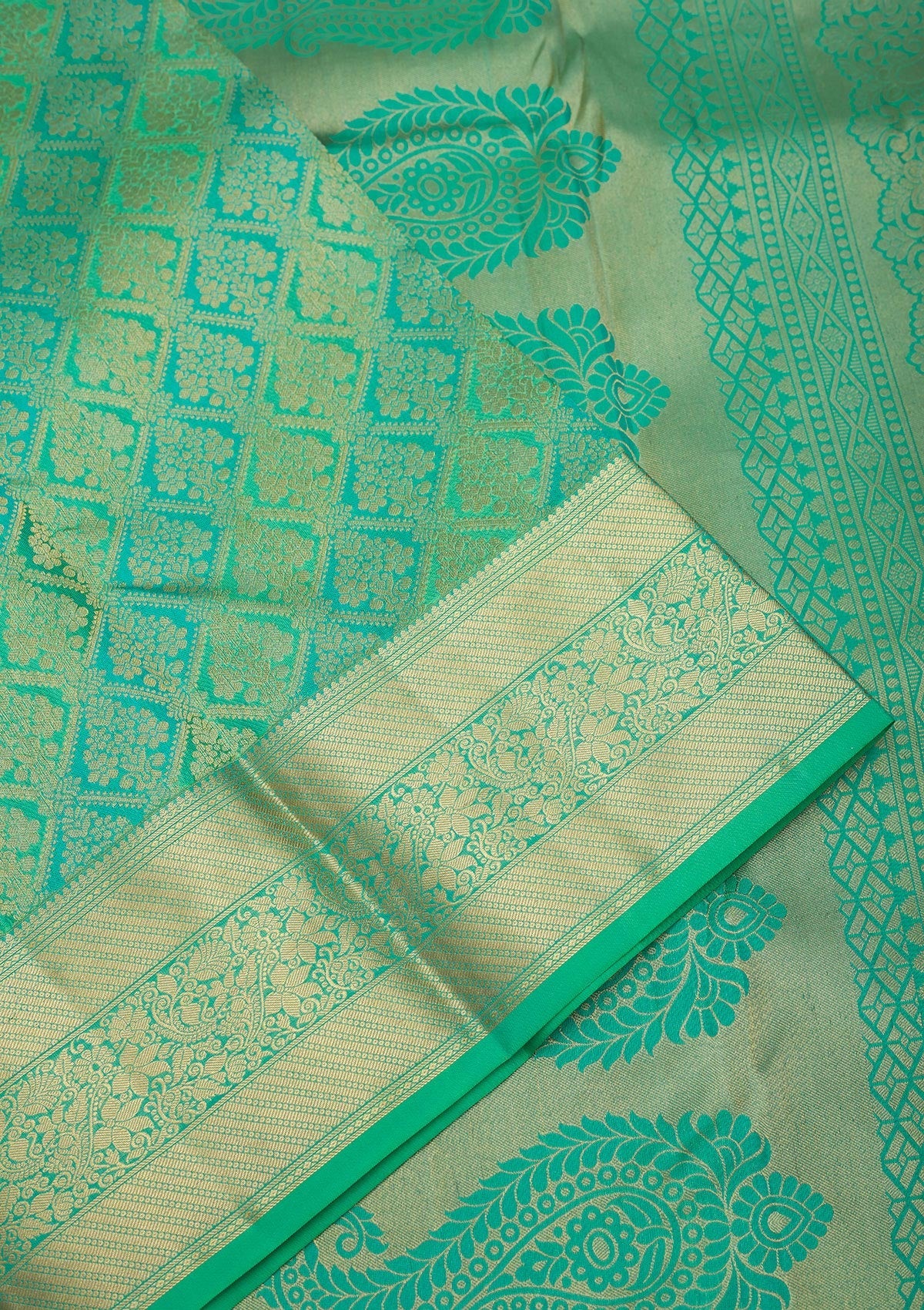 Koskii Sea Green Zariwork Pure Silk Saree – Women's - view 4