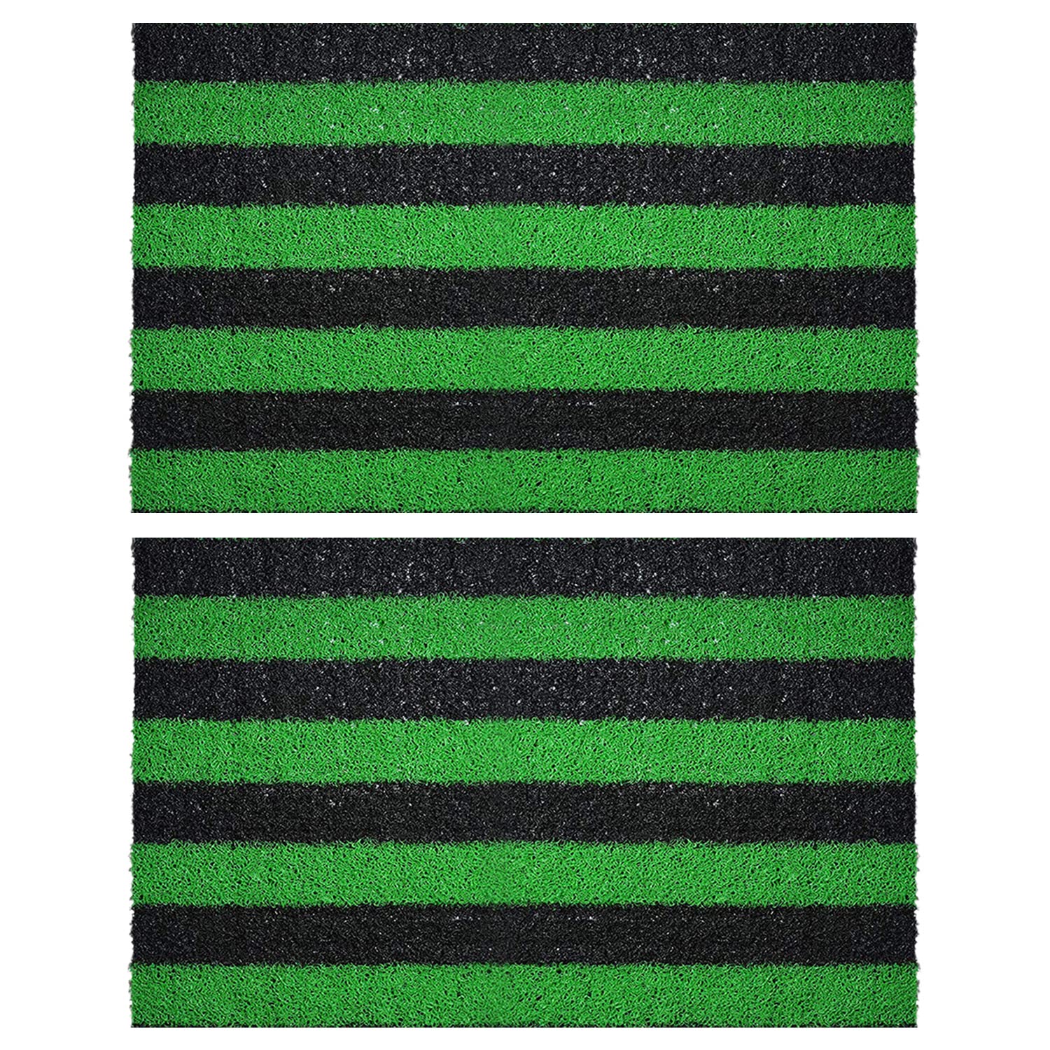 Kuber Industries Rubber Strips Design Door Mat for Porch/Kitchen/Bathroom/Laundry Room, 24"x16" Pack of 2 (Green) 54KM3997