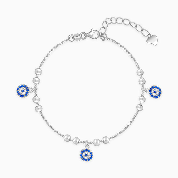 GIVA Jewellery Silver Evil Eye Charm Bracelet