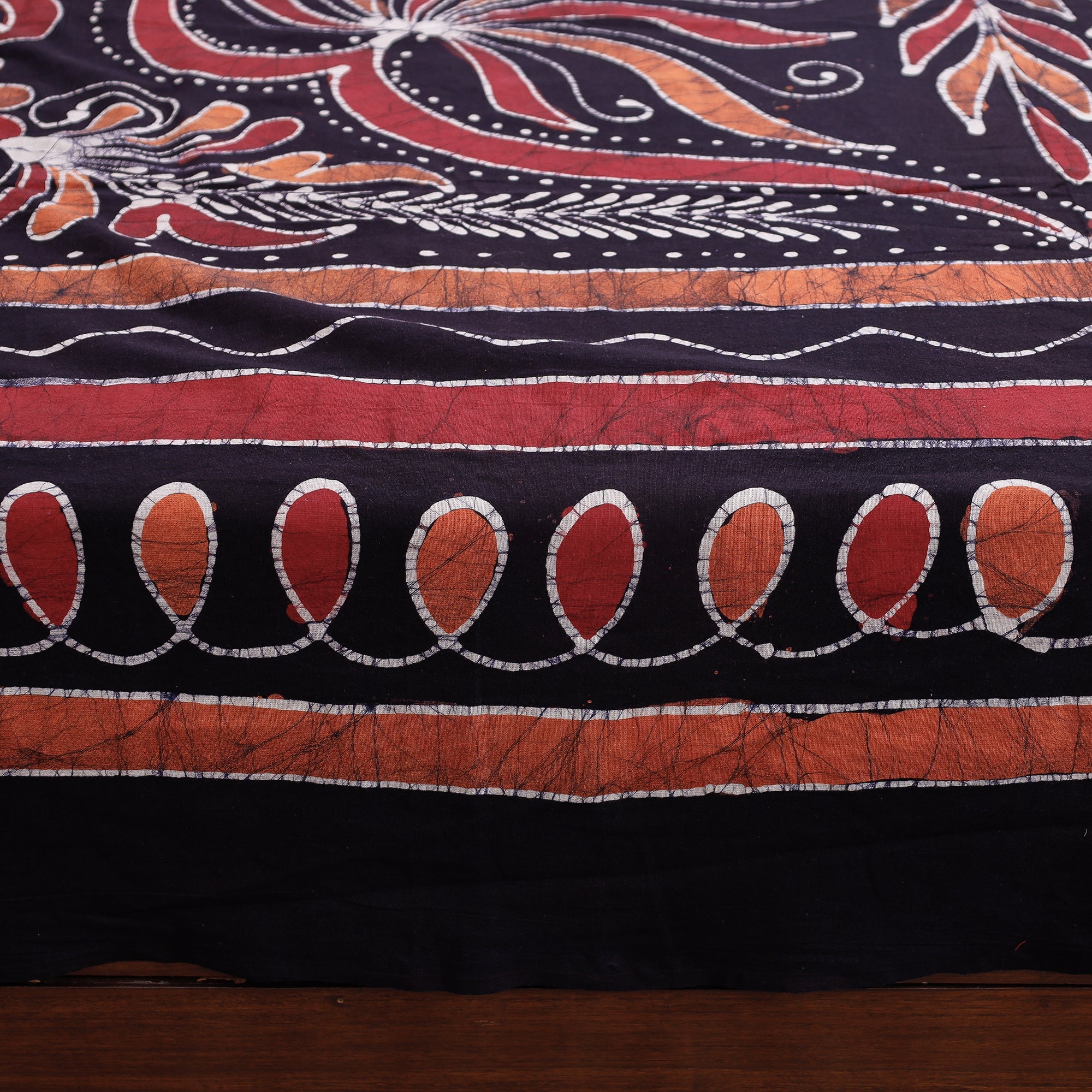 KACHCHH JI CHHAAP Black - Hand Batik Printed Cotton Double Bed Cover with Pillow Covers (104 x 90 in) - view 3