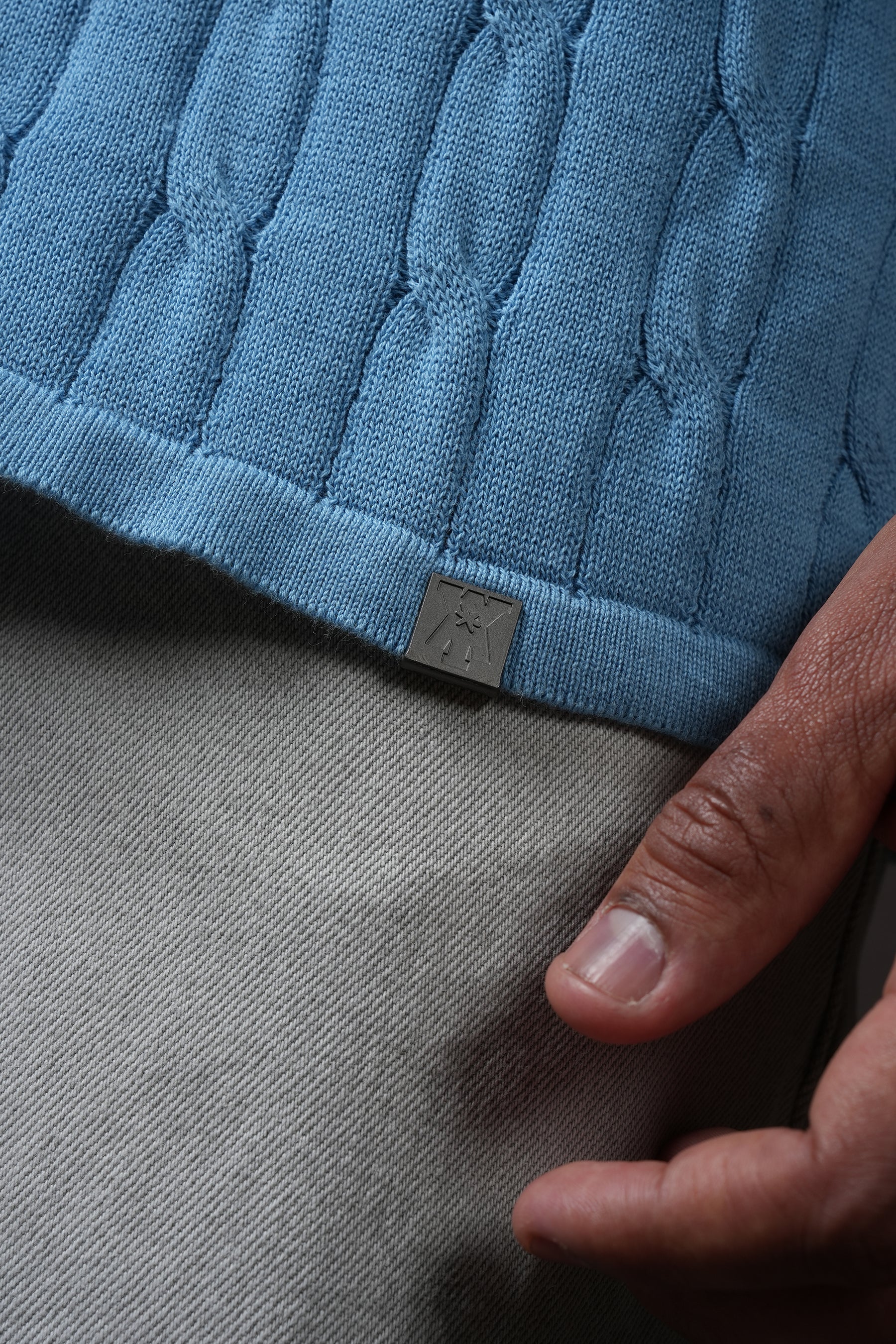 Y*all Pristine Cable Knit Polo - Cornflower Blue - view 5