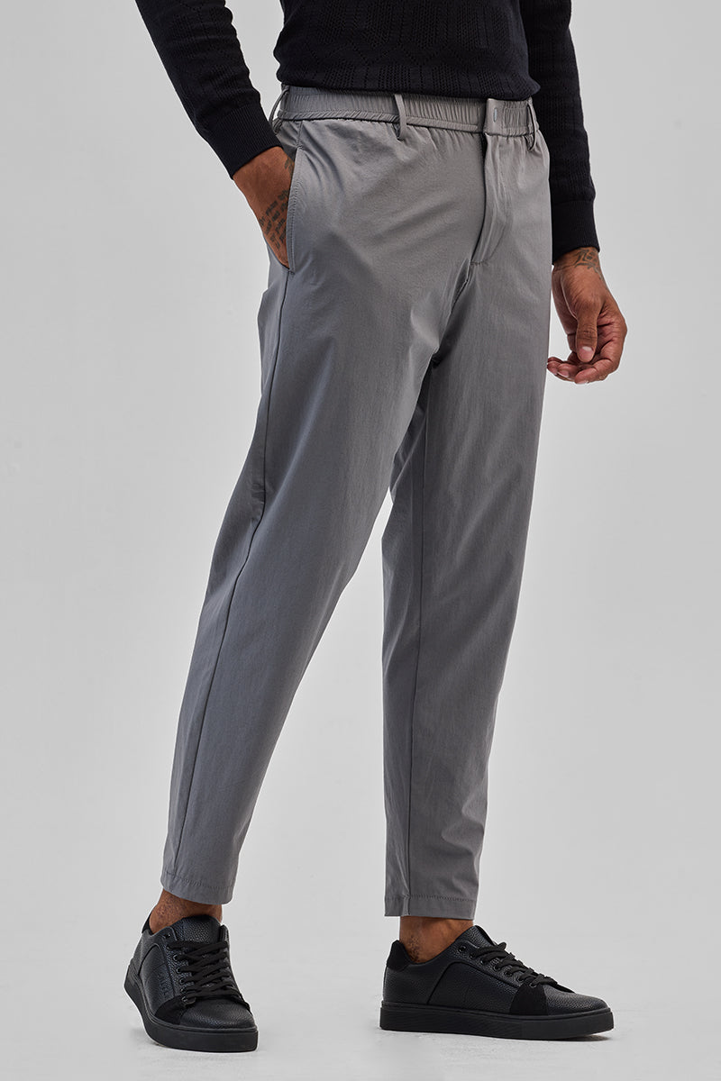 SNITCH Light Grey Regular Fit Stretch Chinos