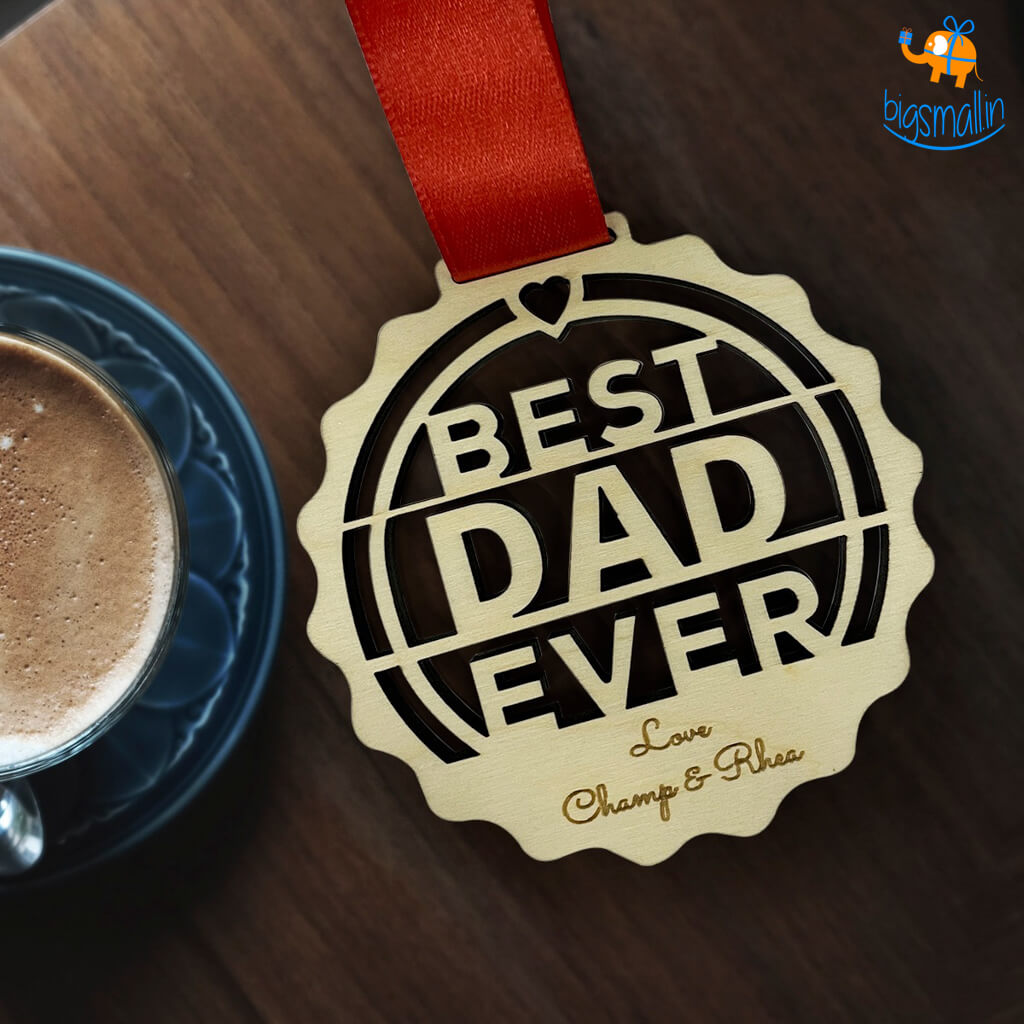 Chitra Chaya Personalized Best Dad Wooden Medal | COD Not Available - view 4