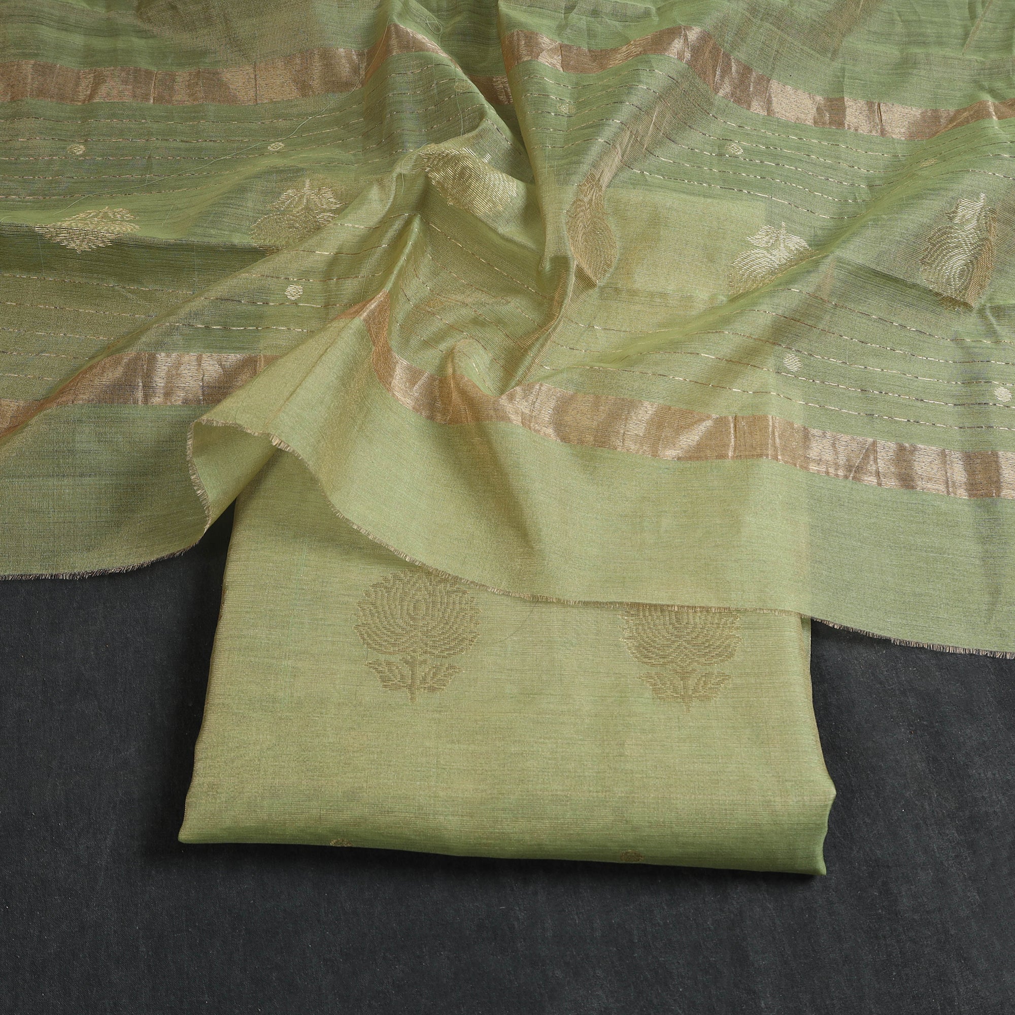 CHANDERI BY RAUPH KHAN 2pc Tissue Zari Handloom Chanderi Silk Dress Material 08 - view 2