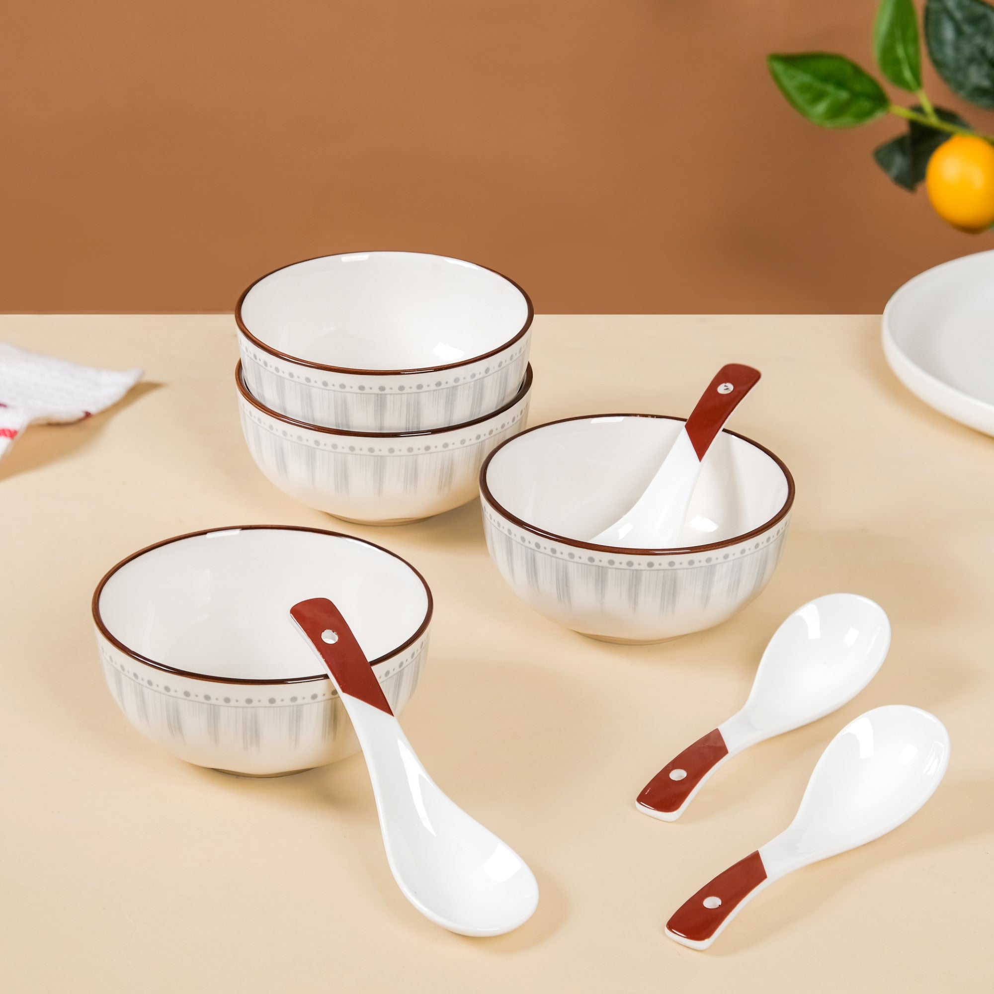 Nestasia Dainty Dessert Bowl And Soup Spoon Set Of 8 250ml