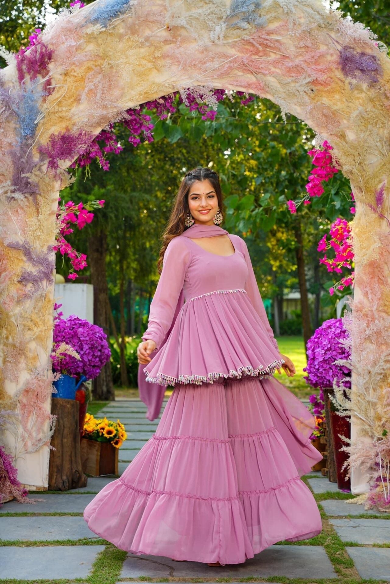 Idaho-o Lavender light georgette sharara set