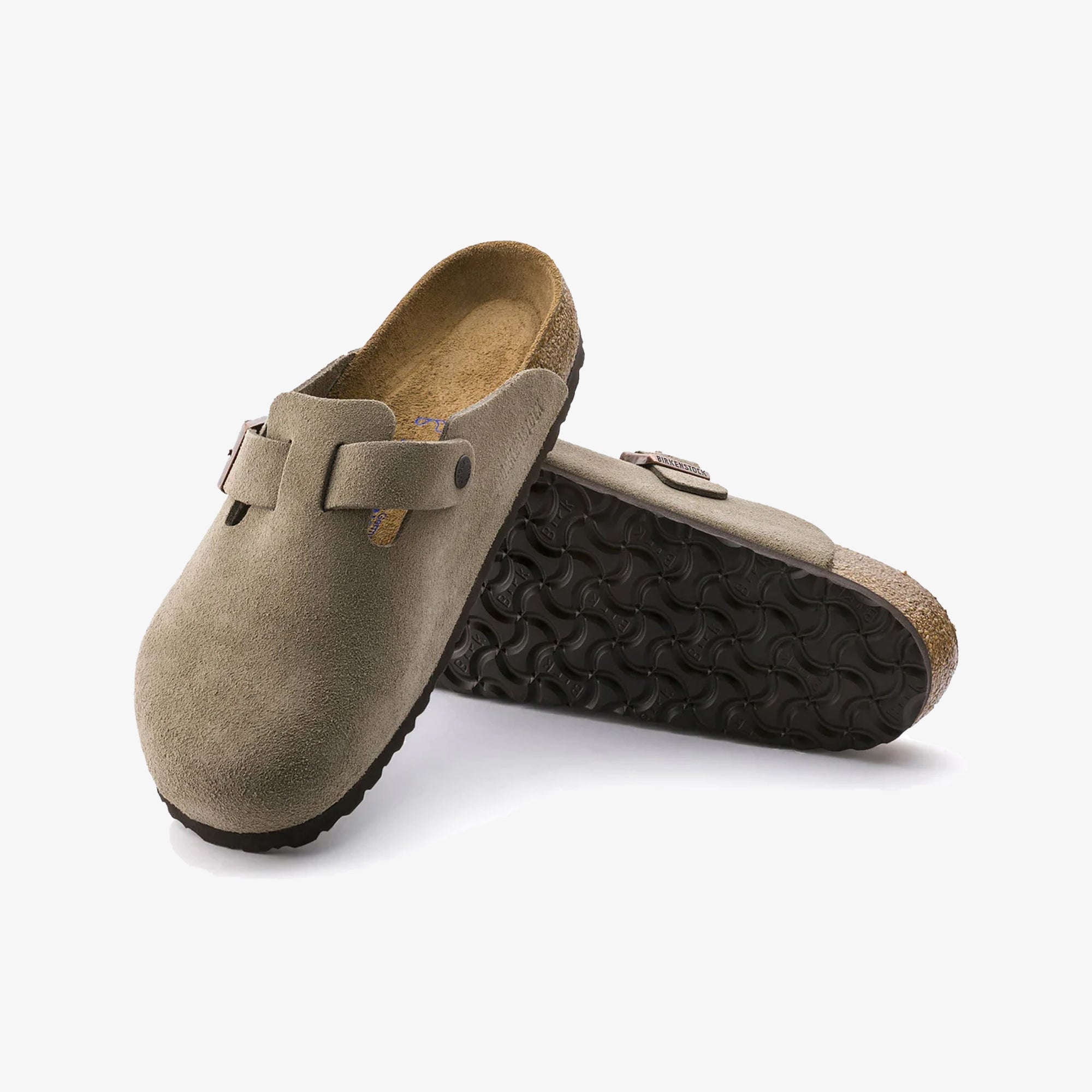 Birkenstock | BOSTON SOFT FOOTBED SUEDE LEATHER { GRAY/TAUPE