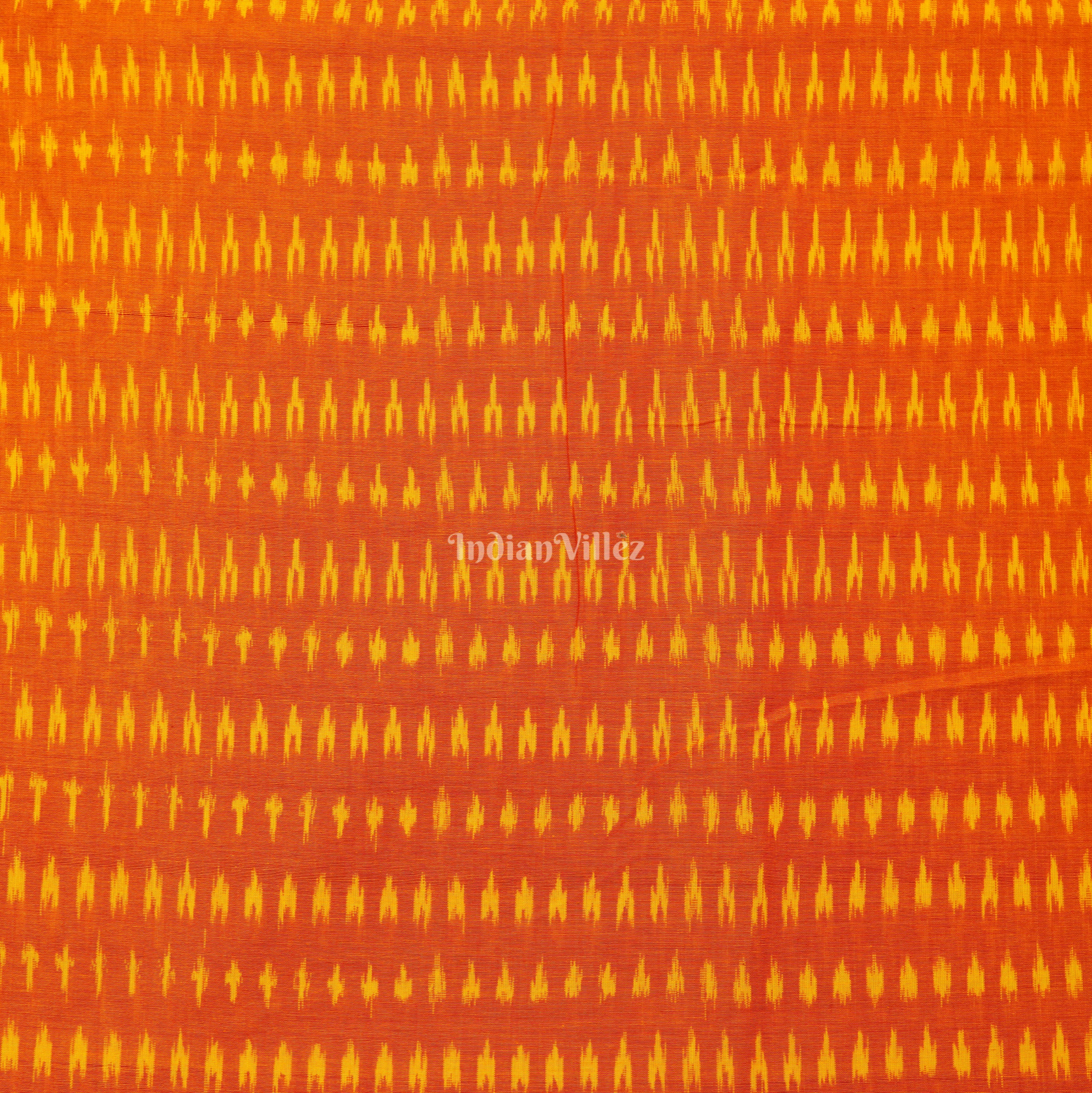 IndianVillèz Orange Handwoven Pochampally Ikat Cotton Fabric - view 2