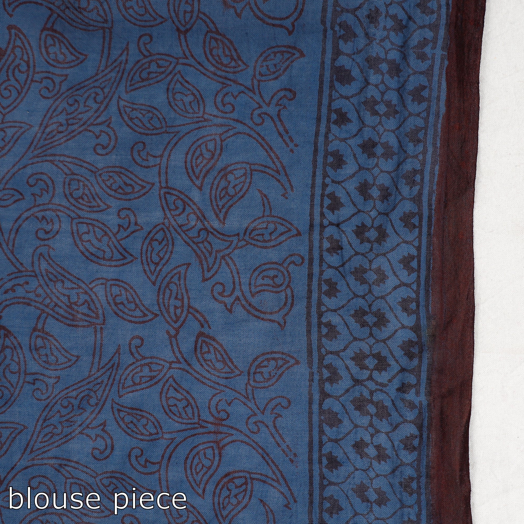 BAGH PRINTS BY YAKOOB KHATRI Blue - Bagh Hand Block Printed Cotton Saree - view 8