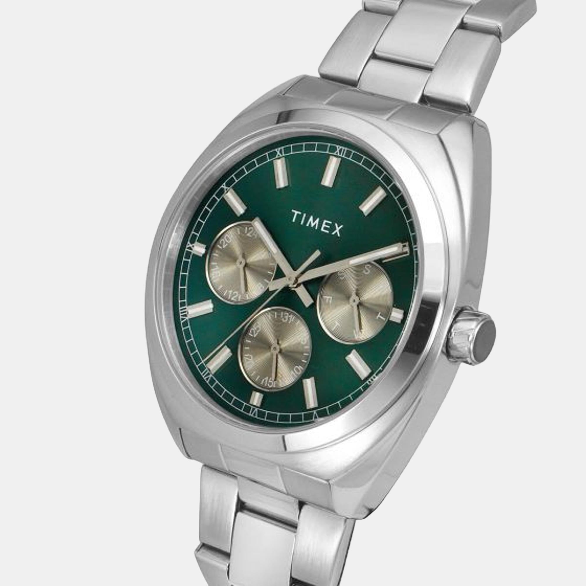 Timex E Class Men Quartz Green Dial Chronograph Stainless Steel Watch TWEG22300 - view 4