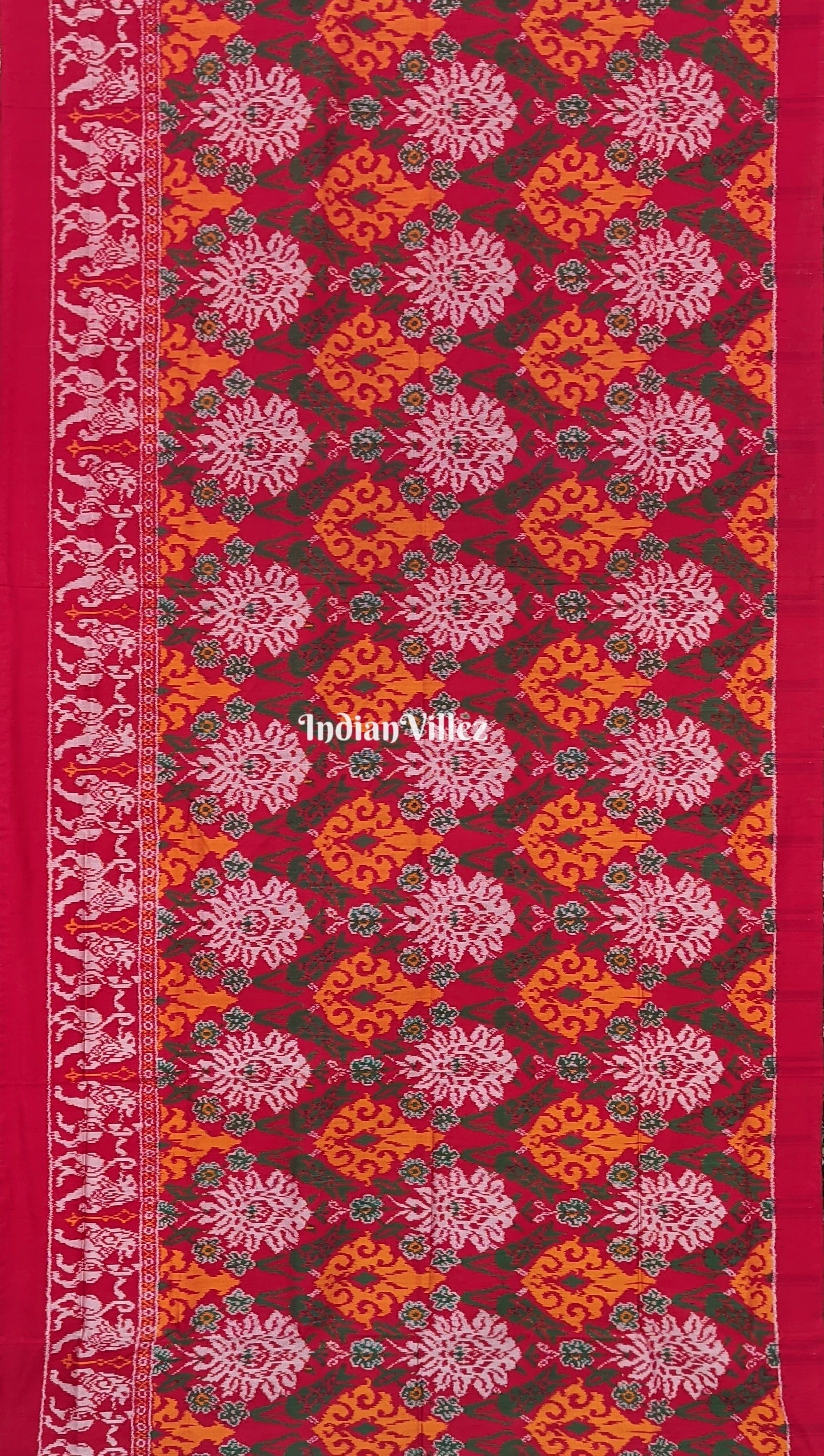 IndianVillèz Multicolored Floral Design Silk Handloom Pochampally Ikat Saree - view 3