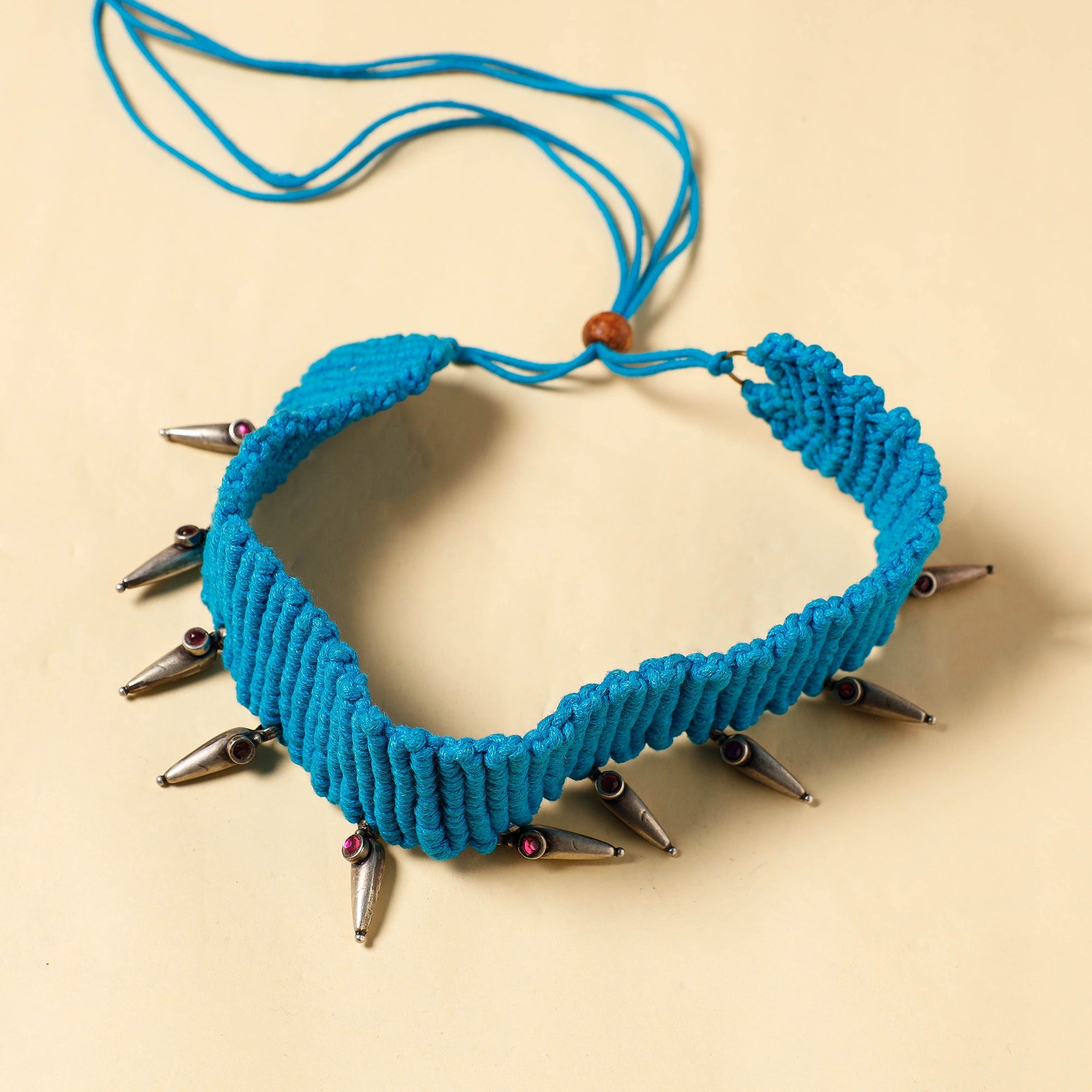 JALPARI Antique Sterling Silver Thread Work Necklace - view 2