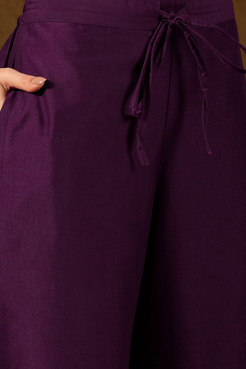 Ahika Purple Silk Blend Yoke Design Zari Straight Palazzo Suit Set PKSKD2488 - view 7
