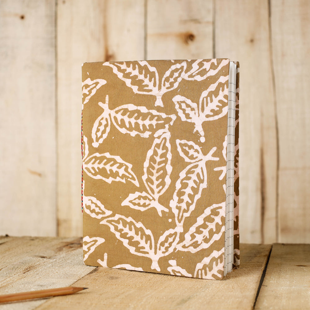 BINDAAS UNLIMITED Brown - Batik Fabric Cover Handmade Paper Notebook (9 x 7 in)