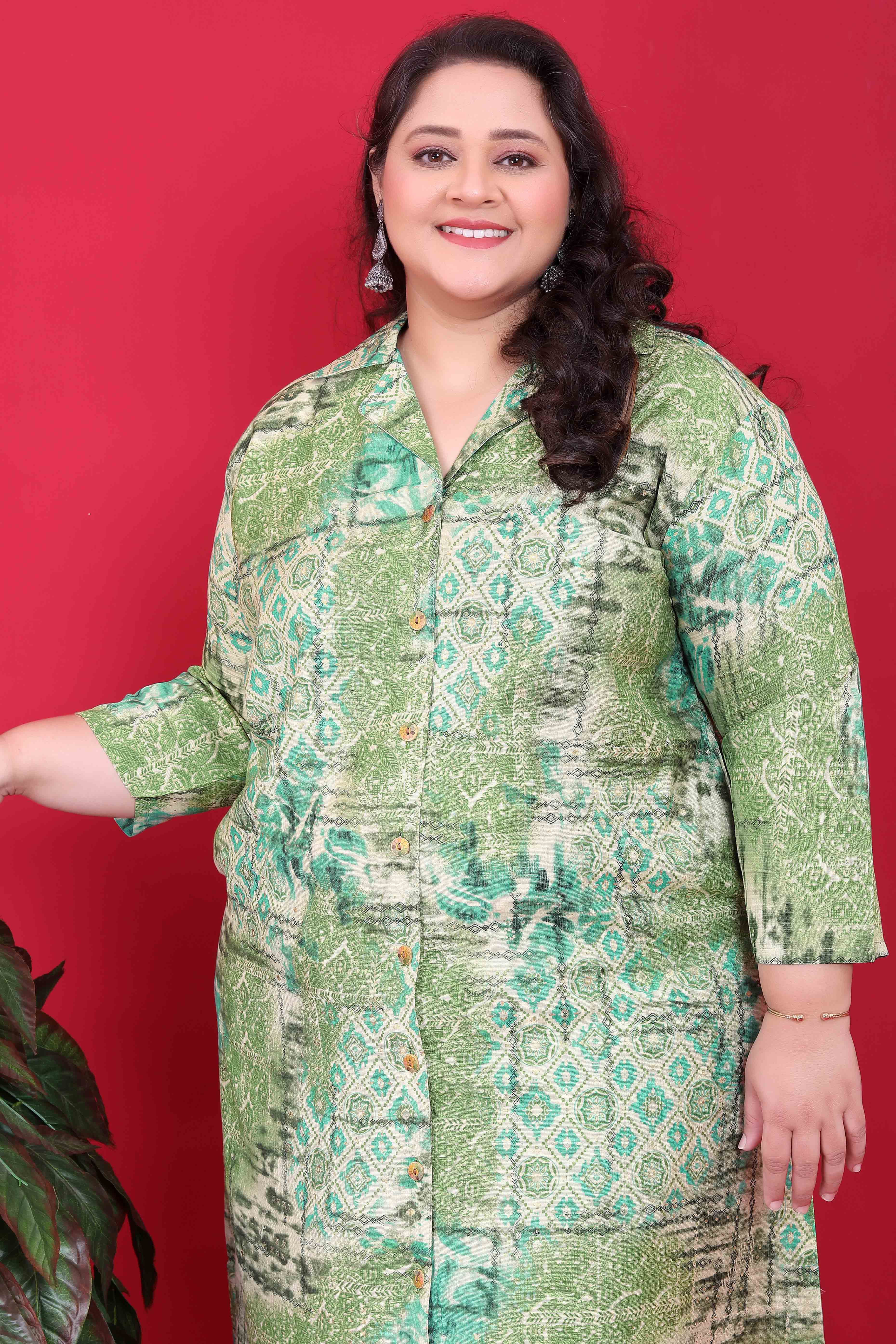 BlackTree green-geometric-printed-viscose-co-ord-set - view 4
