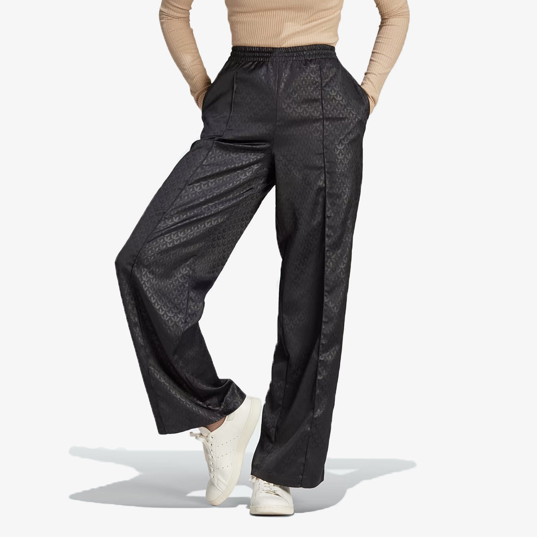 Adidas Originals | TREFOIL MONOGRAM SATIN TRACK PANTS { BLACK - view 3