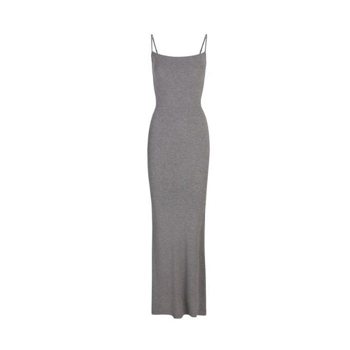 HYPE ELIXIR Skims Soft Lounge Long Slip Dress Heather Grey