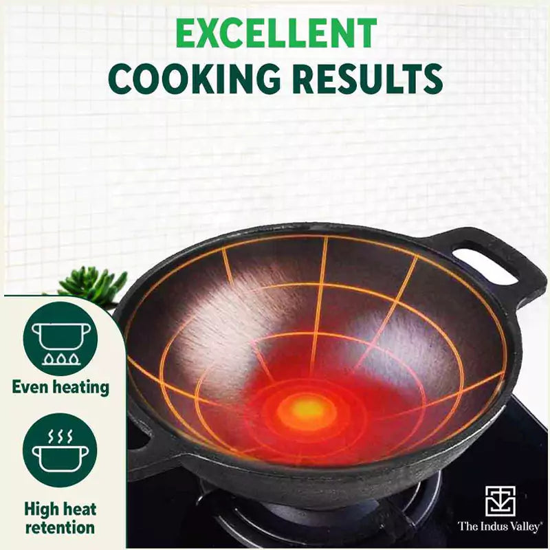 The Indus Valley Super Smooth Cast Iron Set: Free ₹400 Tadka Pan+ Frypan+ Kadai+ Tawa, Kitchen set for Home, Nonstick, 100% Pure,Toxin-free - view 7