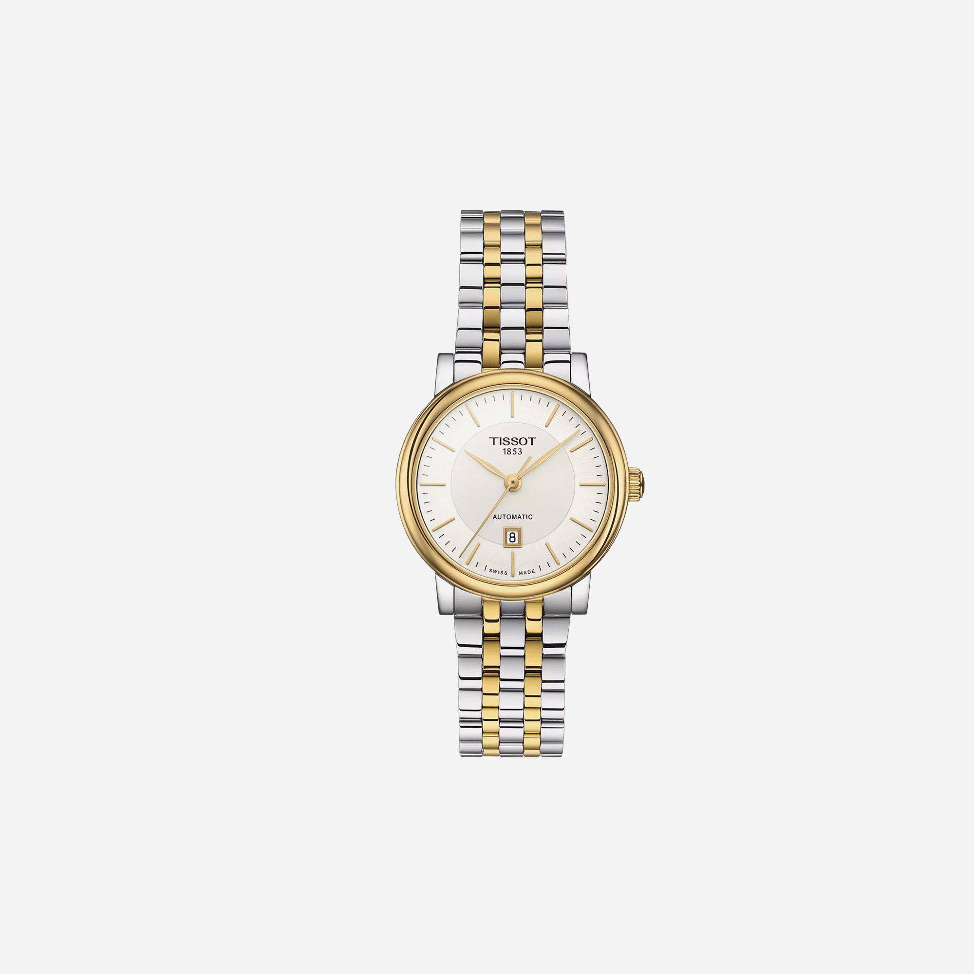 Tissot Carson Premium Automatic Lady Silver Dial Two-Tone Stainless Steel Bracelet 30mm