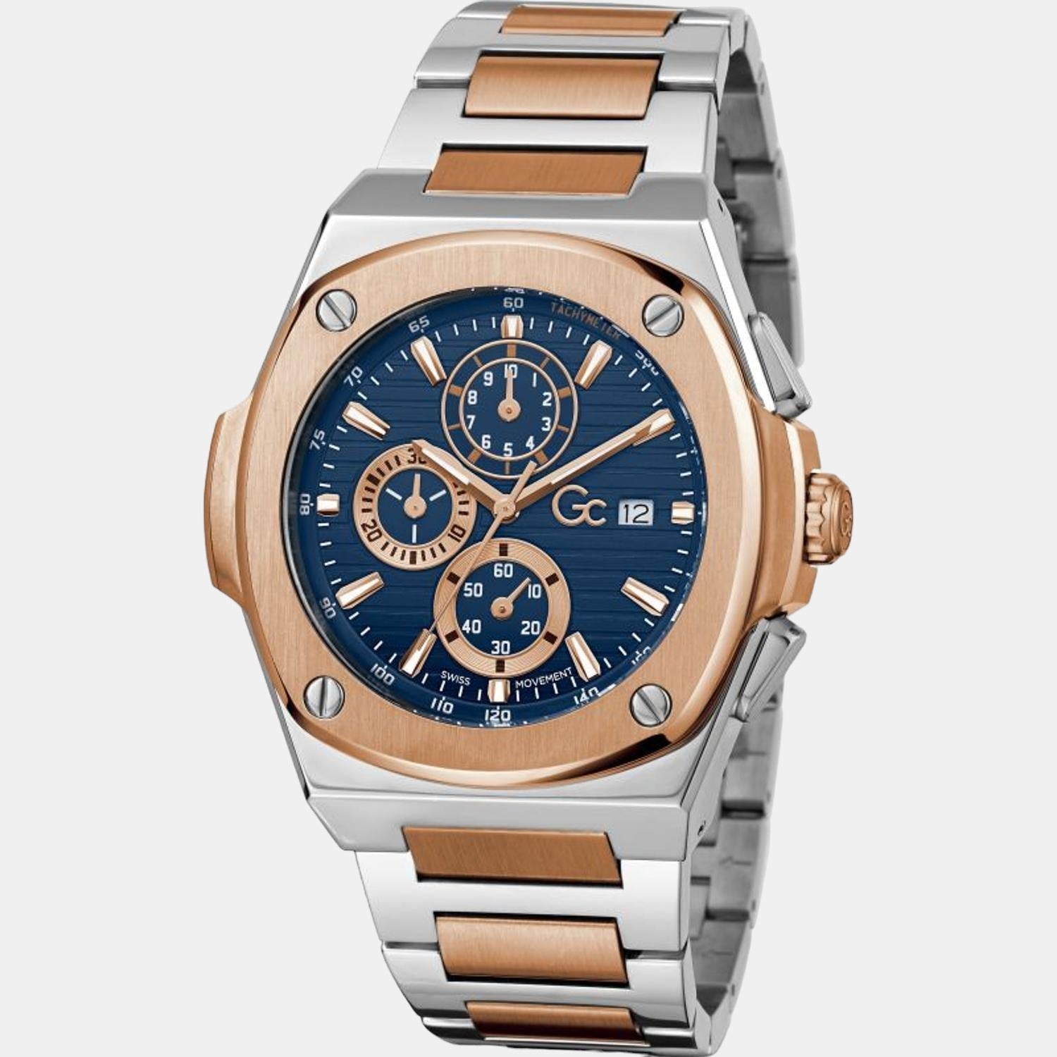 GC Coussin Shape Men Quartz Blue Dial Chronograph Stainless Steel Watch Y99002G7MF - view 5