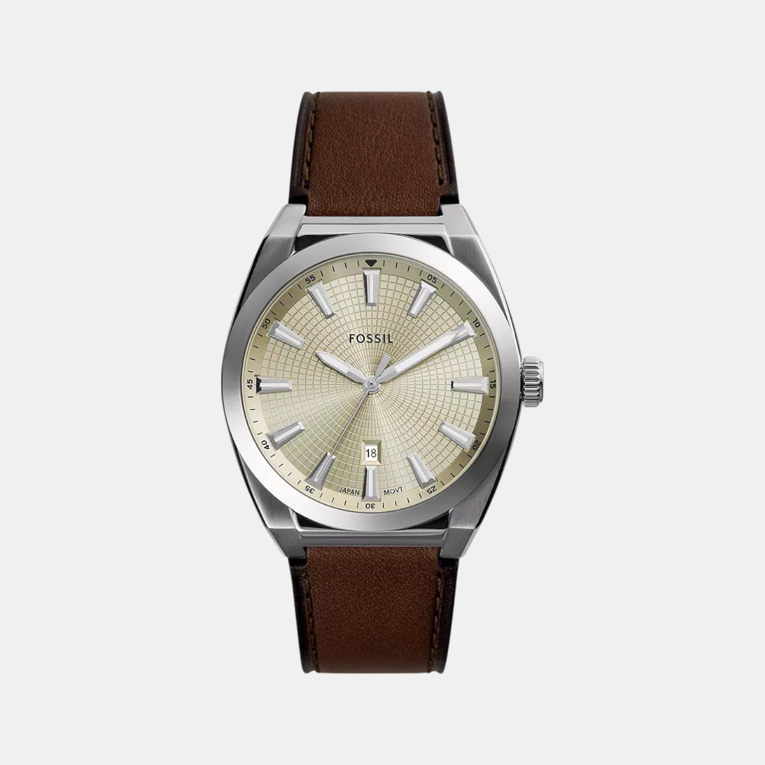 Fossil Everett Men Quartz Cream Dial Analog Leather Watch FS6071